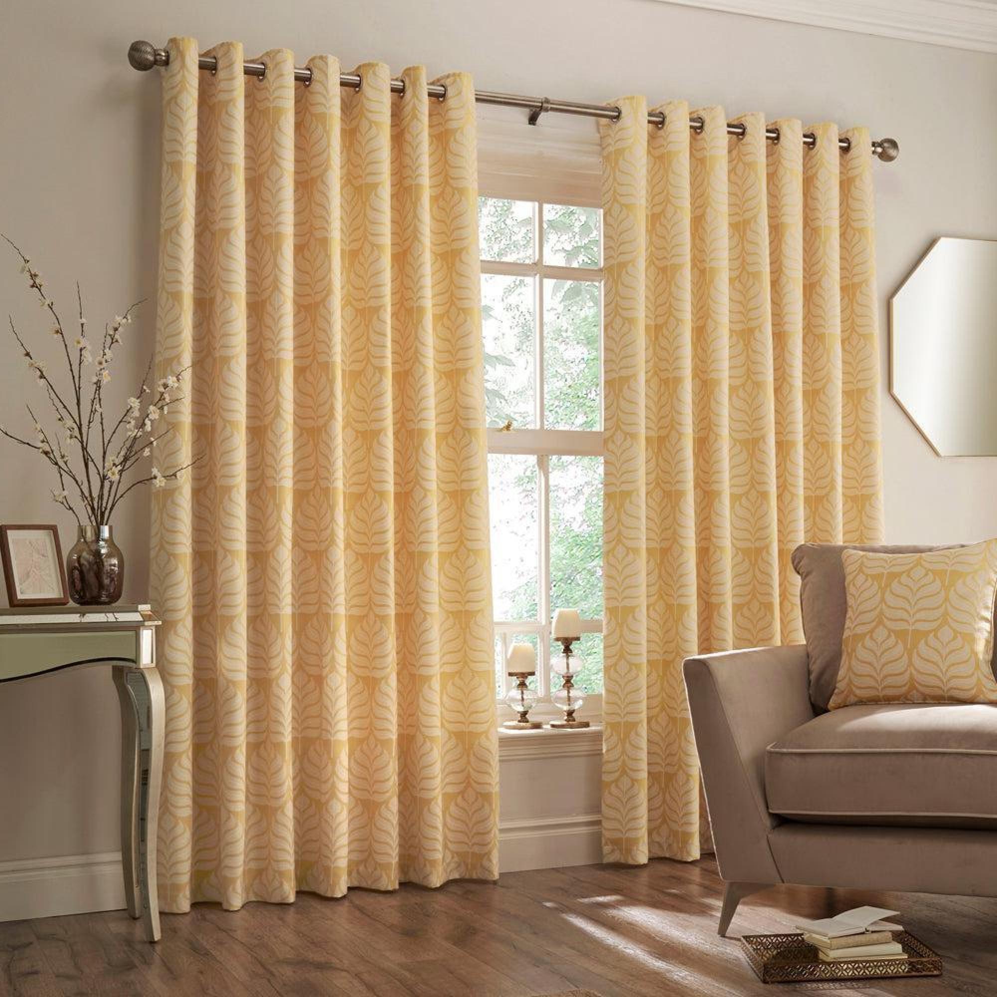 Paoletti Horto Ochre Botanical Eyelet Curtains