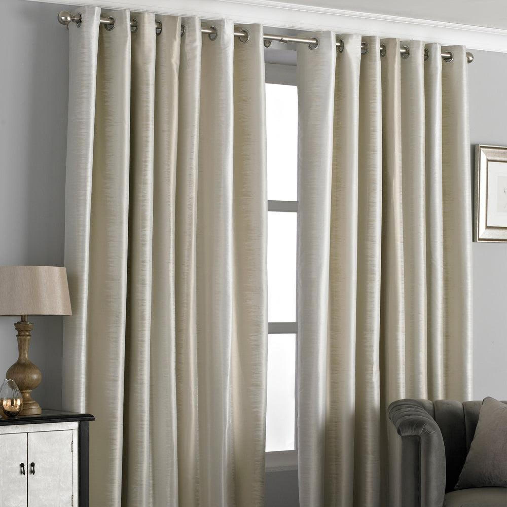 Paoletti Hurlingham Champagne Shimmer Eyelet Curtains
