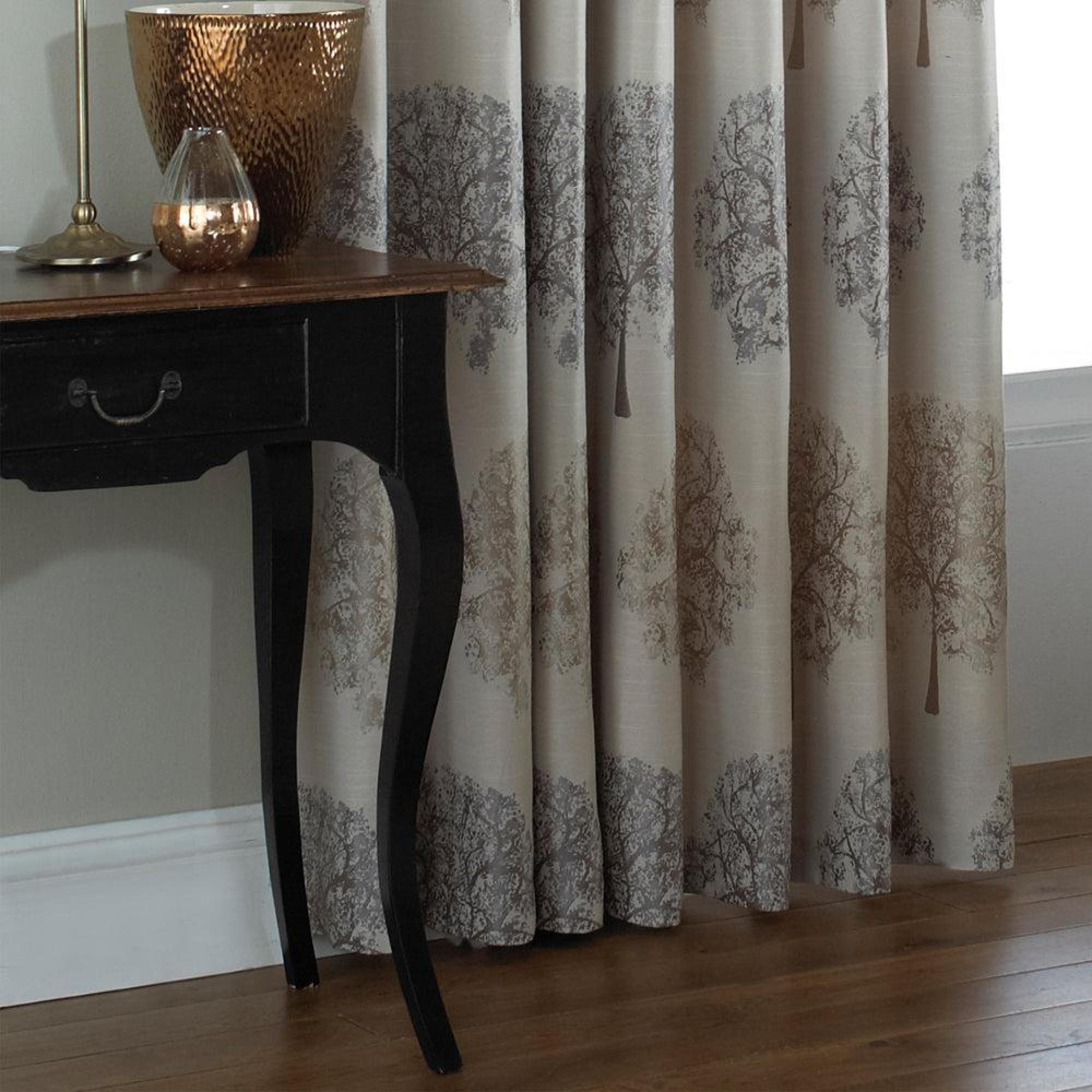 Paoletti Oakdale Tree Silver Motif Eyelet Curtains