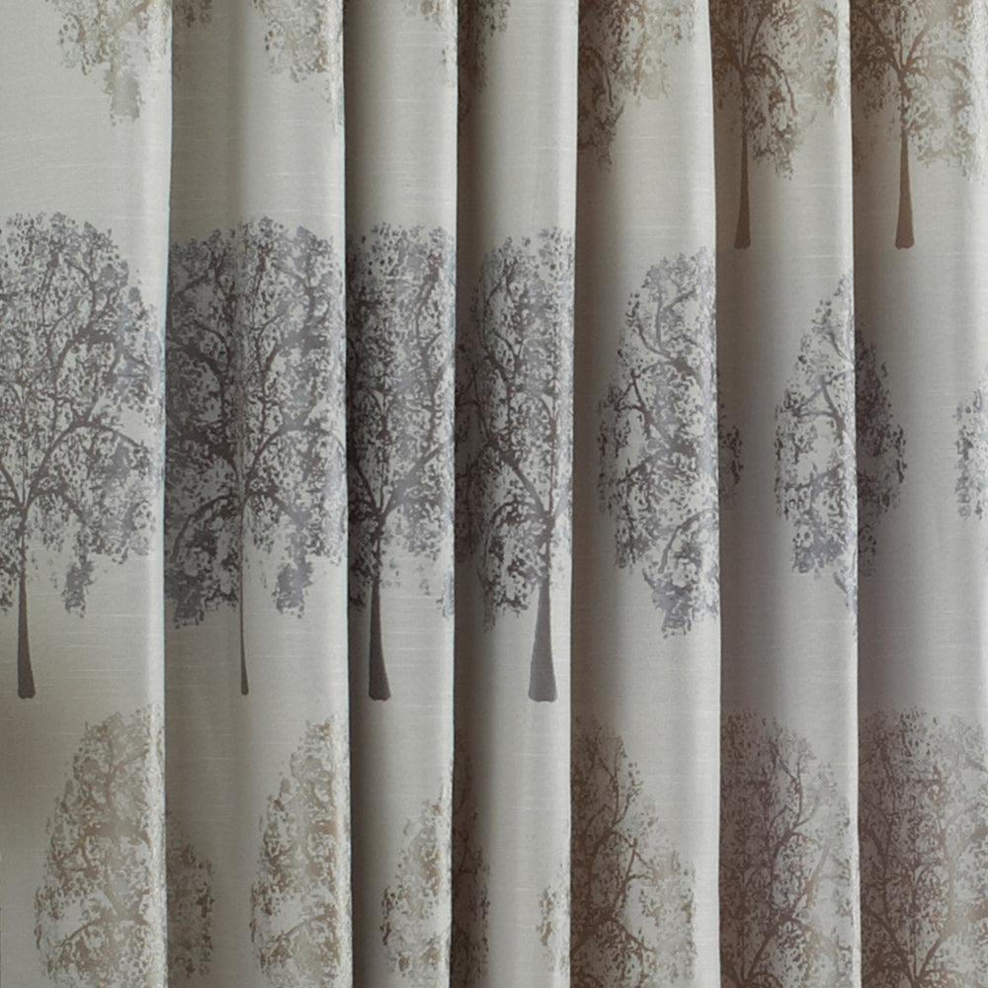 Paoletti Oakdale Tree Silver Motif Eyelet Curtains