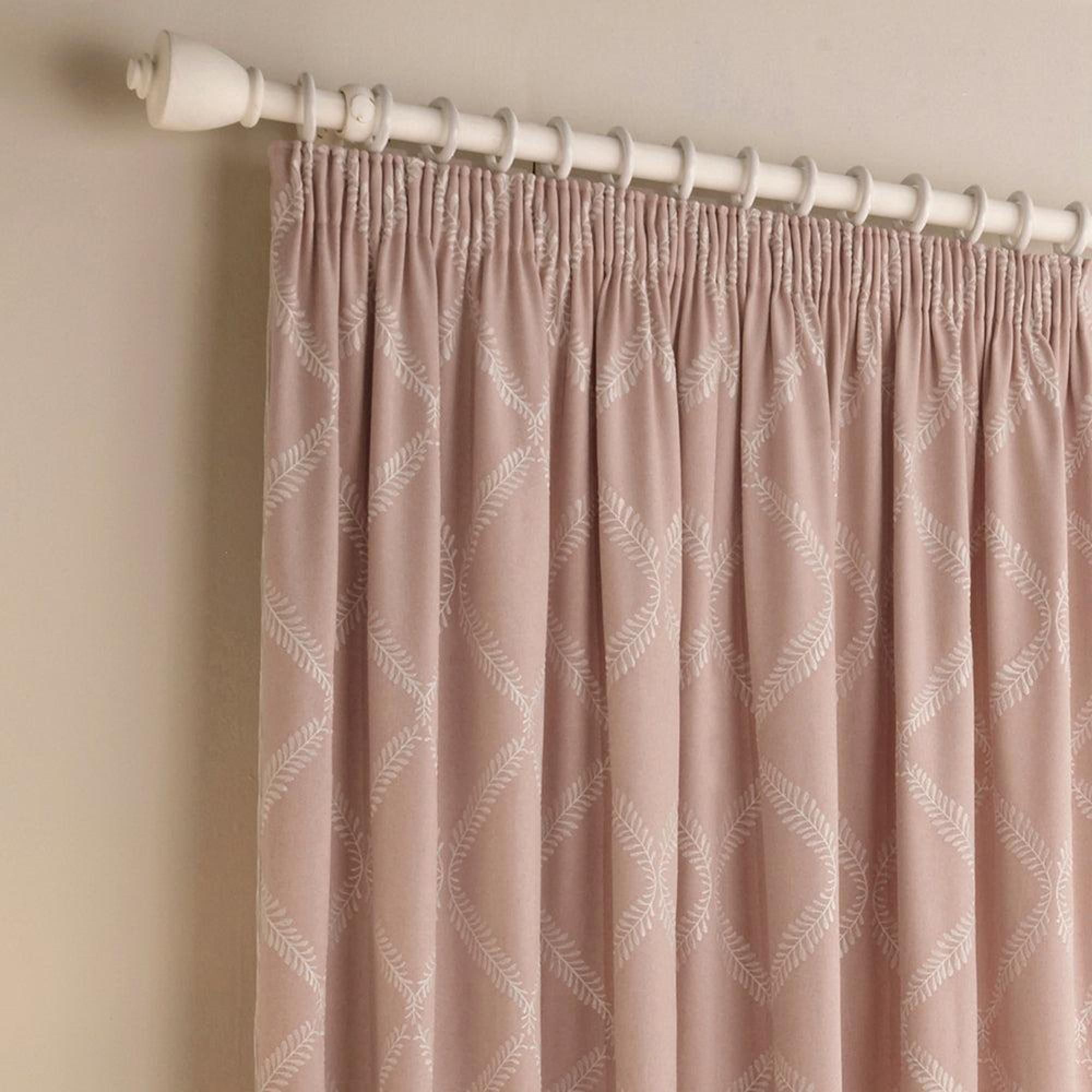 Paoletti Olivia Blush Lattice Embroidered Pencil Pleat Curtains