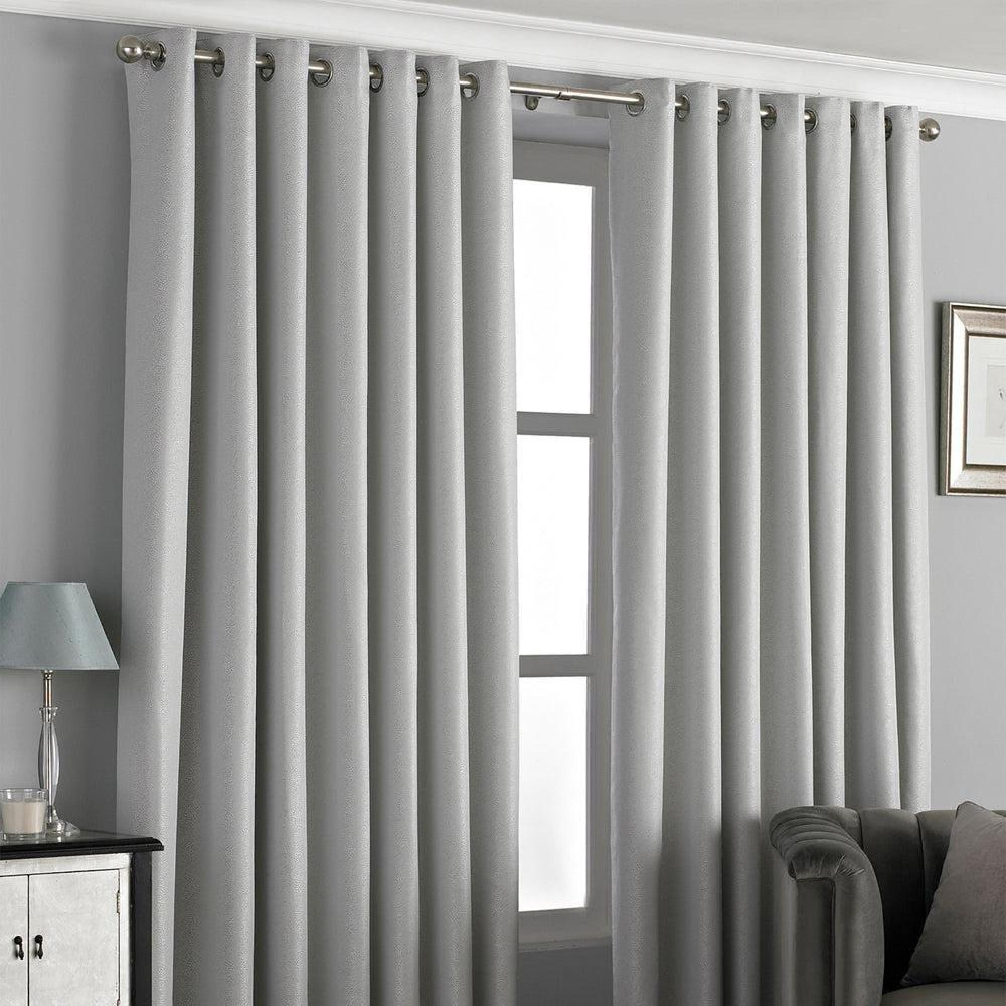 Paoletti Pendleton Silver Jacquard Eyelet Curtains