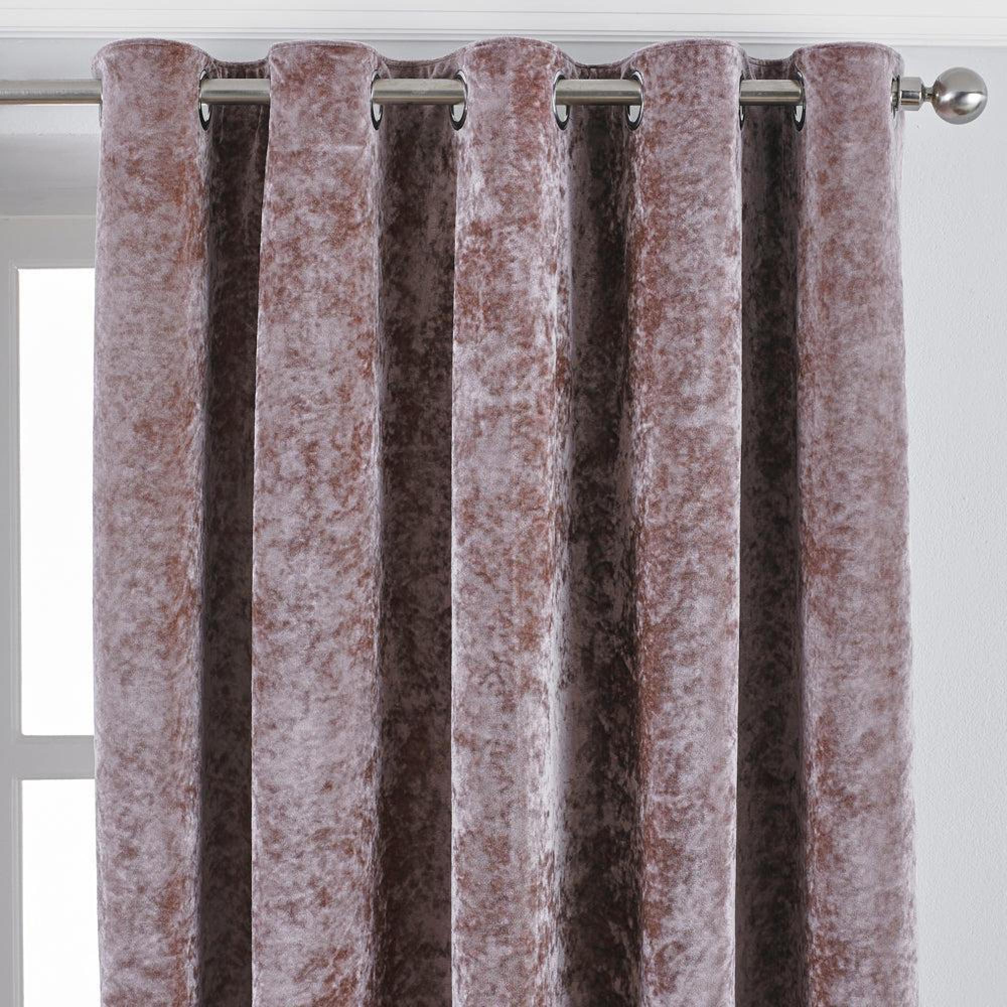 Paoletti Verona Blush Crushed Velvet Eyelet Curtains