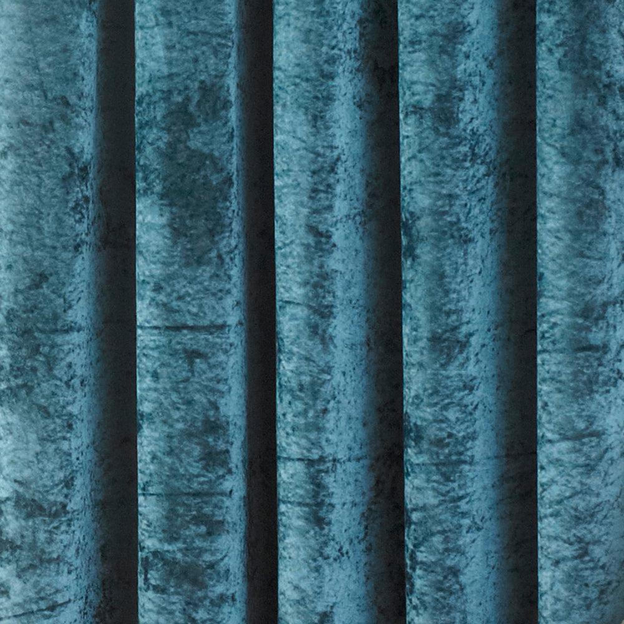 Paoletti Verona Teal Crushed Velvet Eyelet Curtains