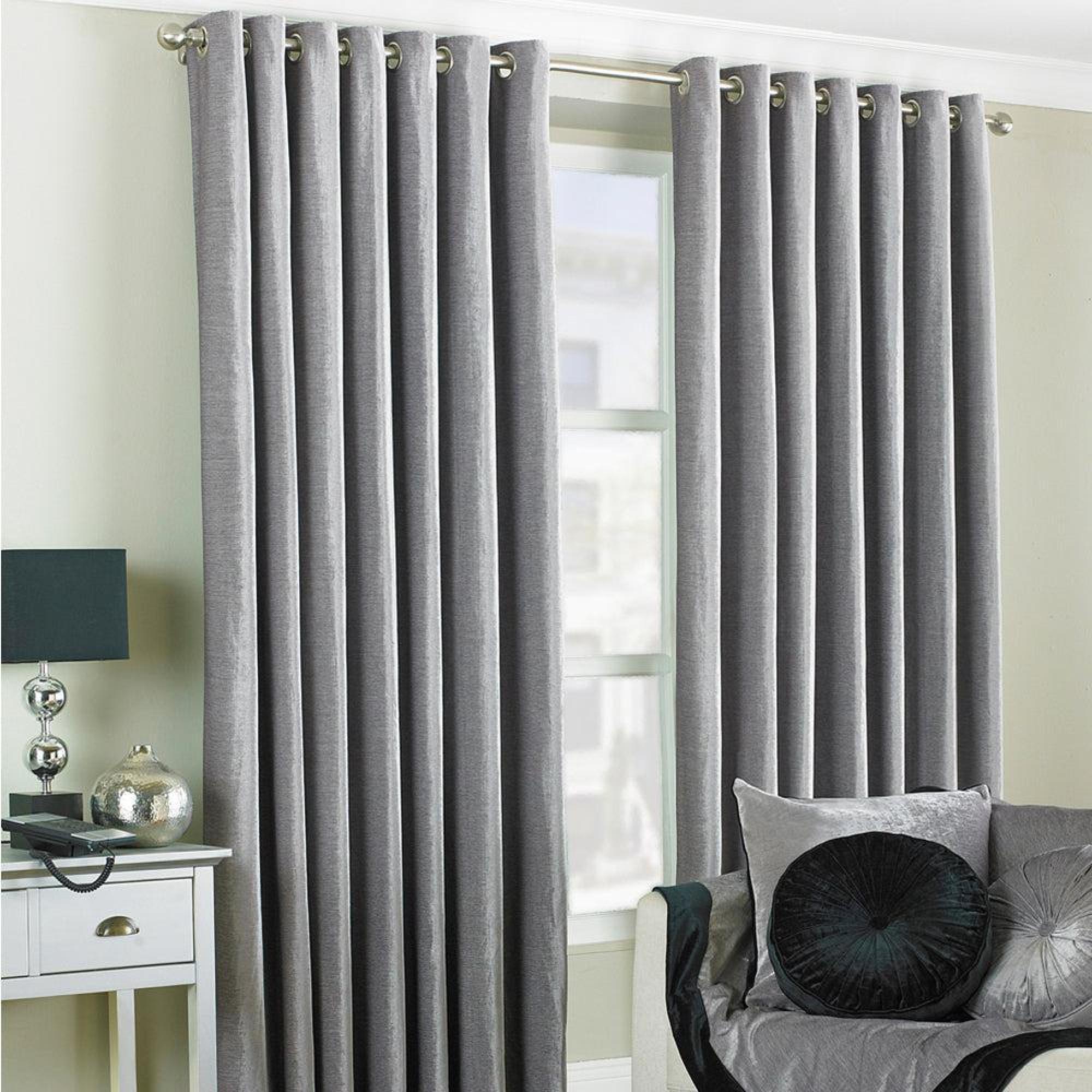 Paoletti Wellesley Silver Eyelet Curtains