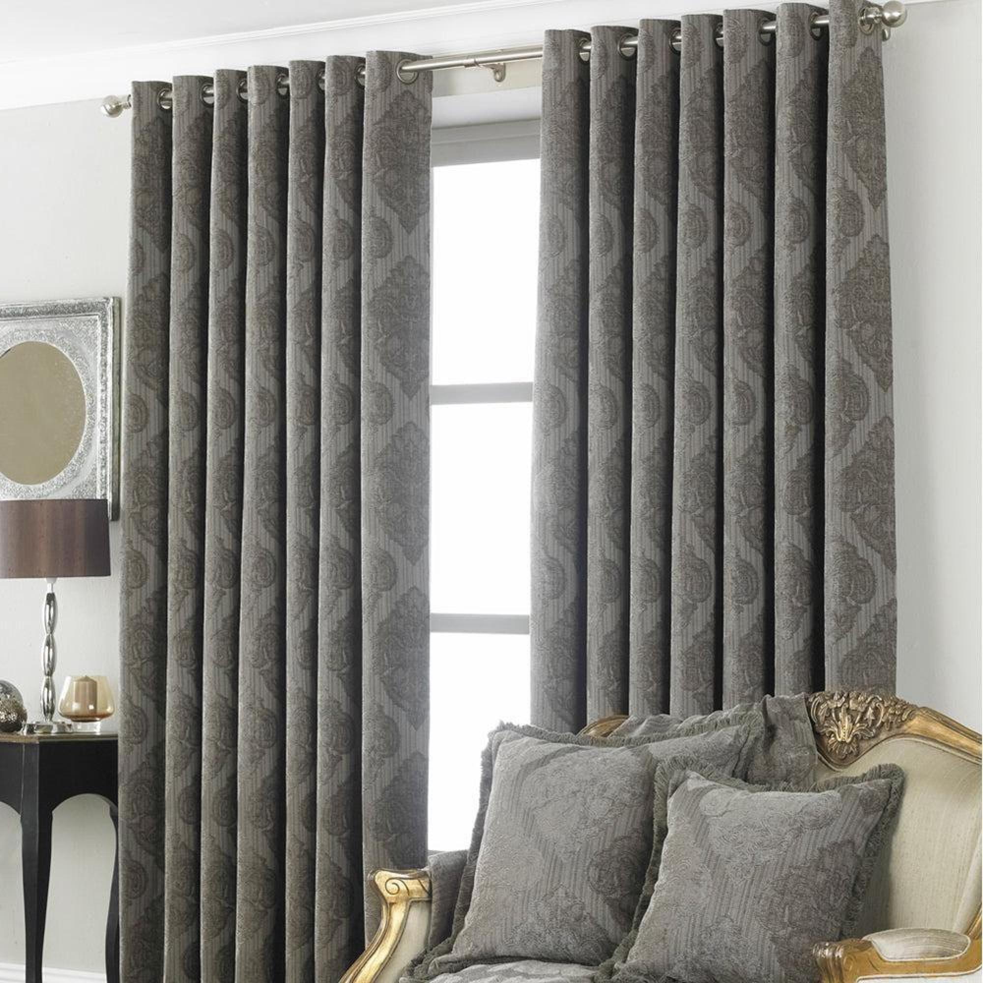 Paoletti Winchester Mocha Jacquard Eyelet Curtains