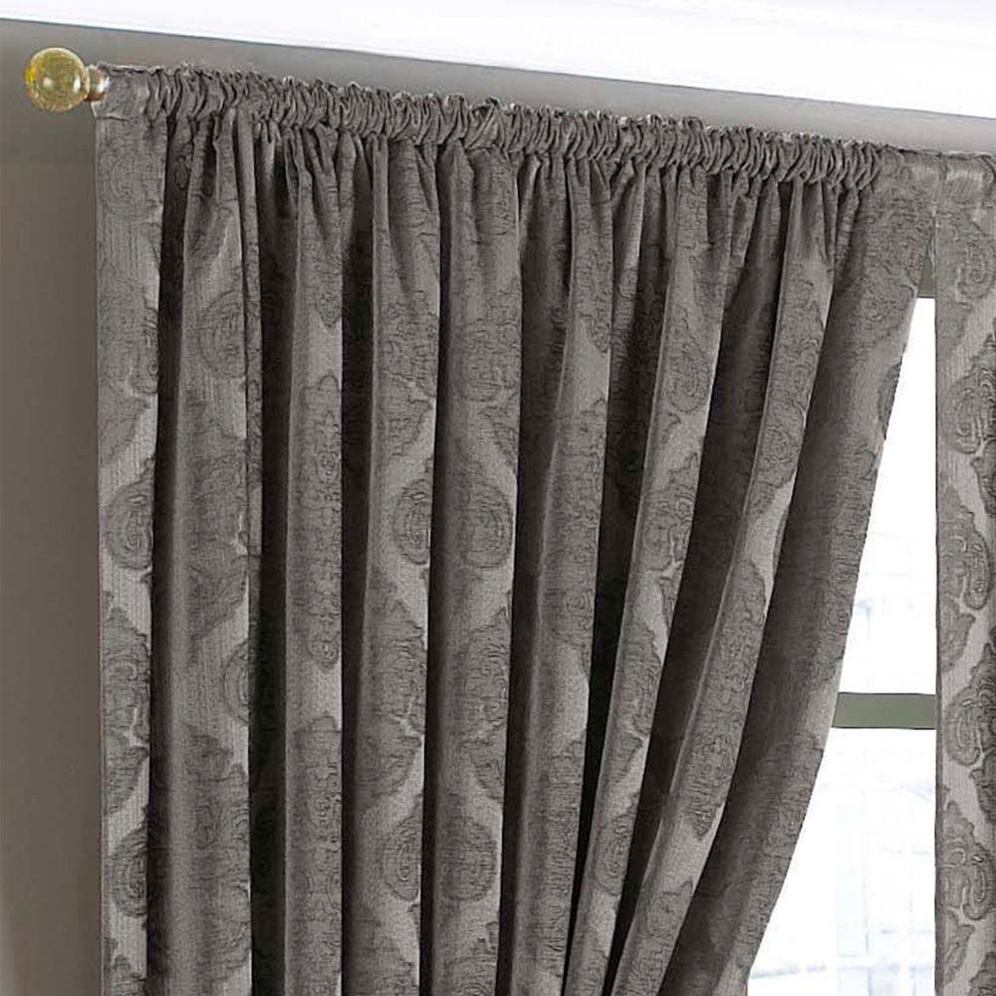 Paoletti Winchester Mocha Jacquard Pencil Pleat Curtains