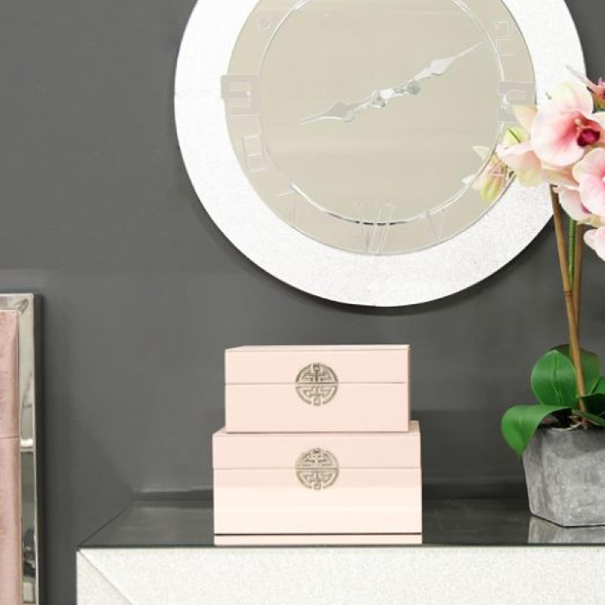 Jewellery Box - Rose Pink Faux Leather - Set of 2