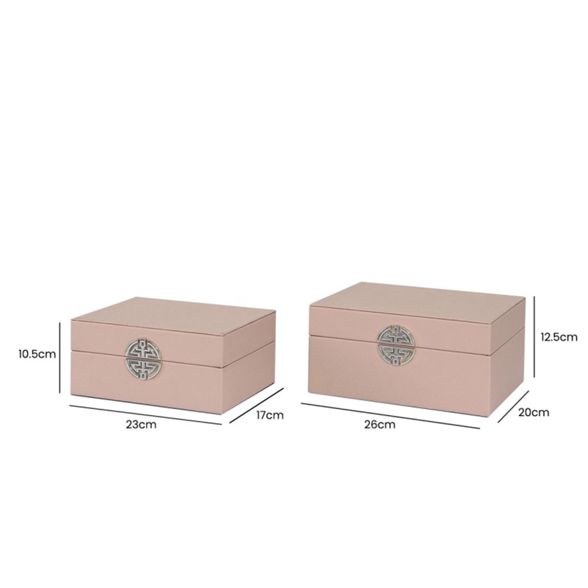 Jewellery Box - Rose Pink Faux Leather - Set of 2