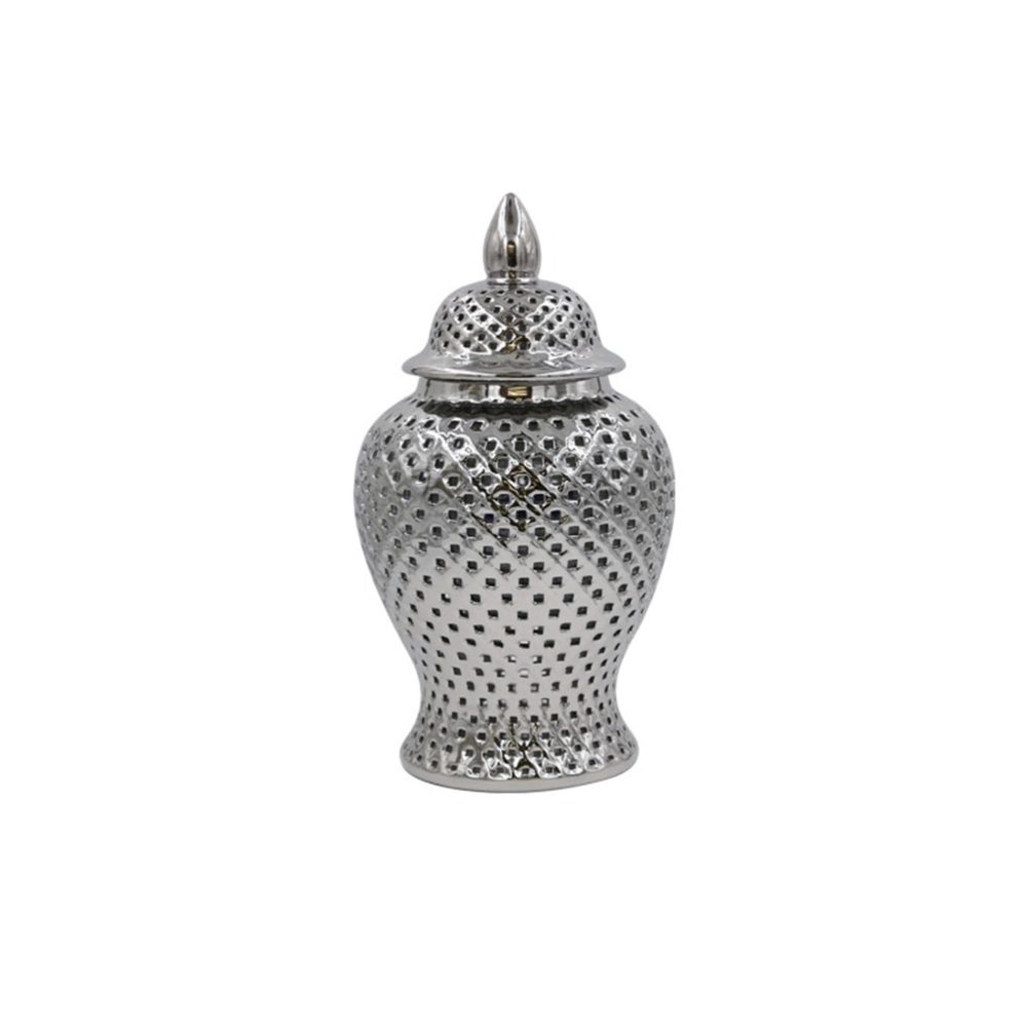Ginger Jar - Silver Ceramic