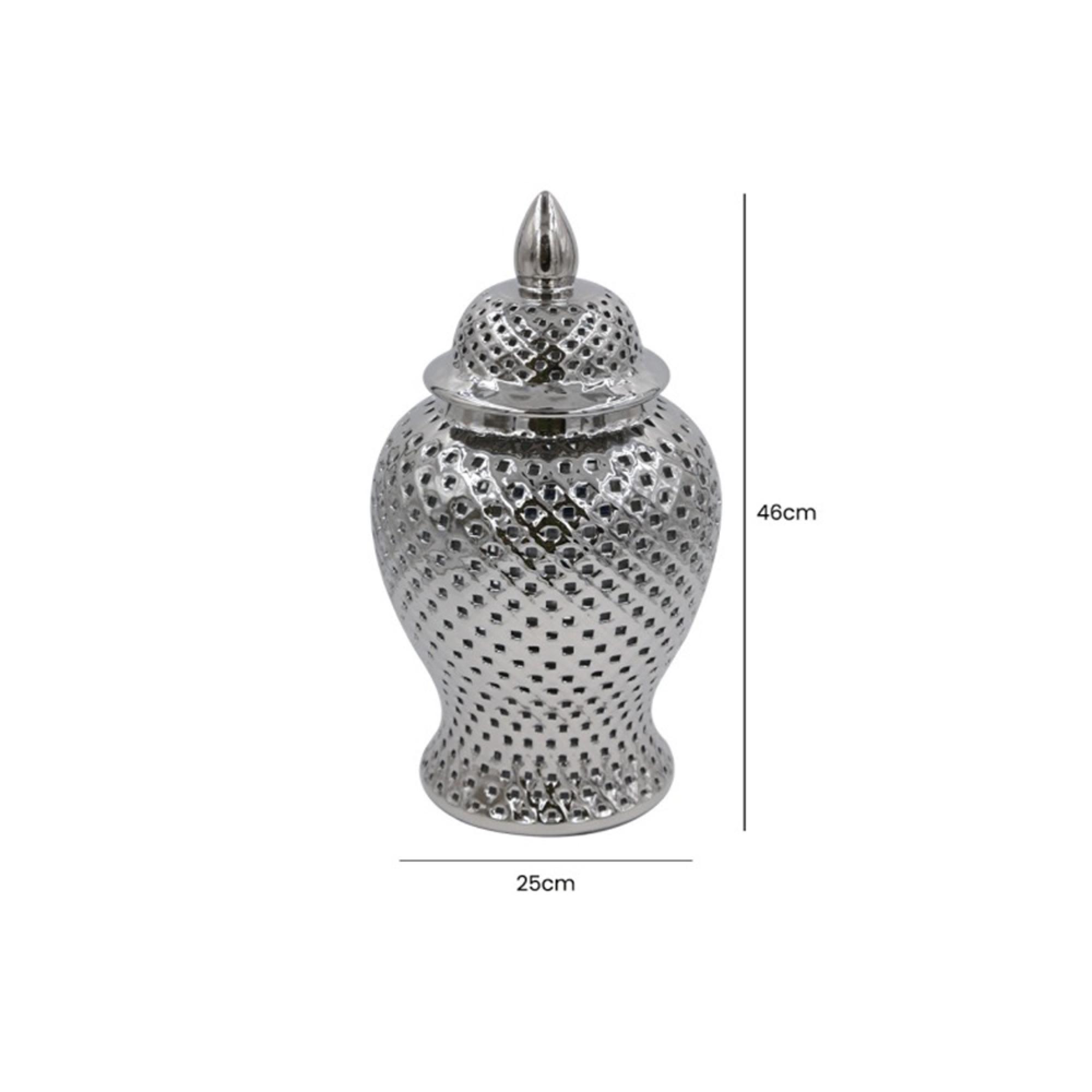 Ginger Jar - Silver Ceramic
