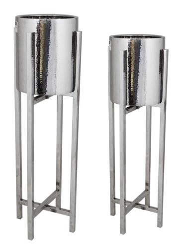 Wine Cooler Bowl - Stainless Metal - On Stand