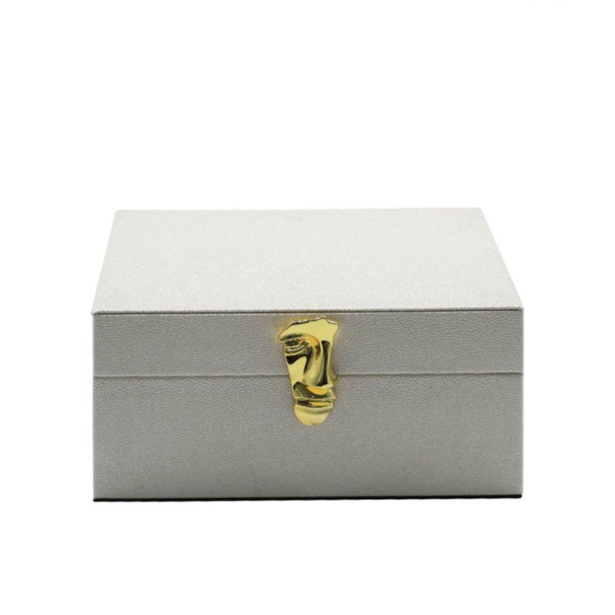 Jewellery Box - White Faux Leather - Set of 2