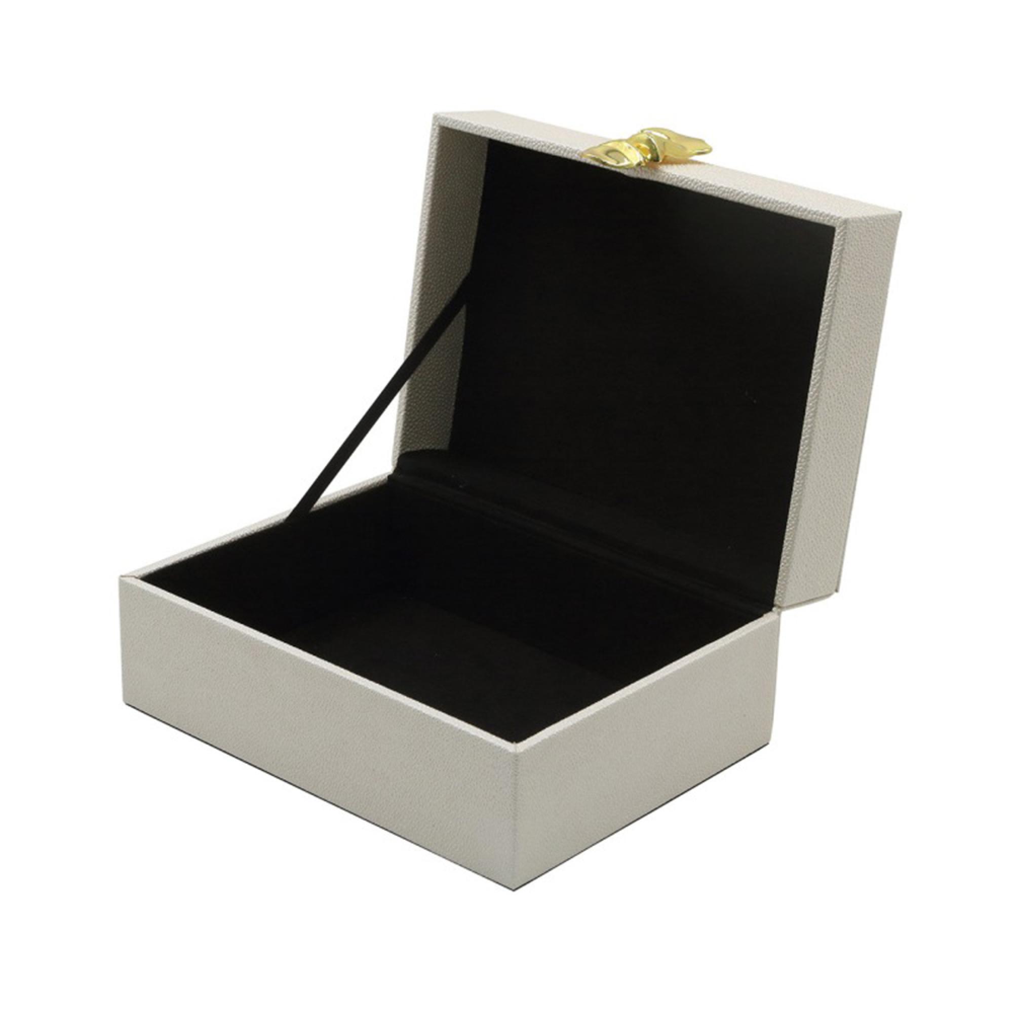 Jewellery Box - White Faux Leather - Set of 2