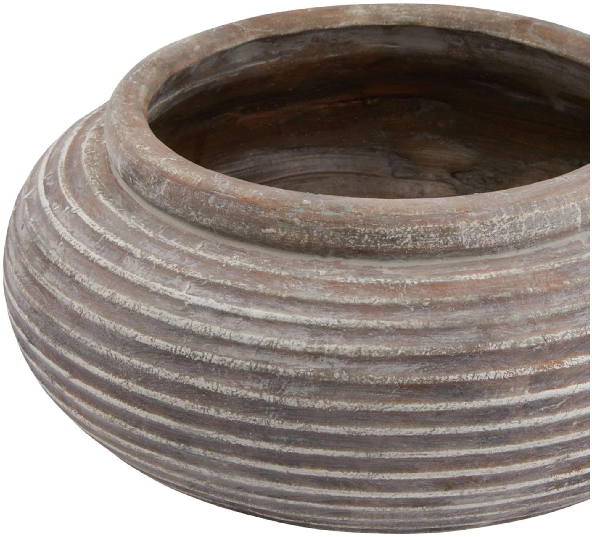 Siena Planter - Round Ribbed - Brown Ceramic