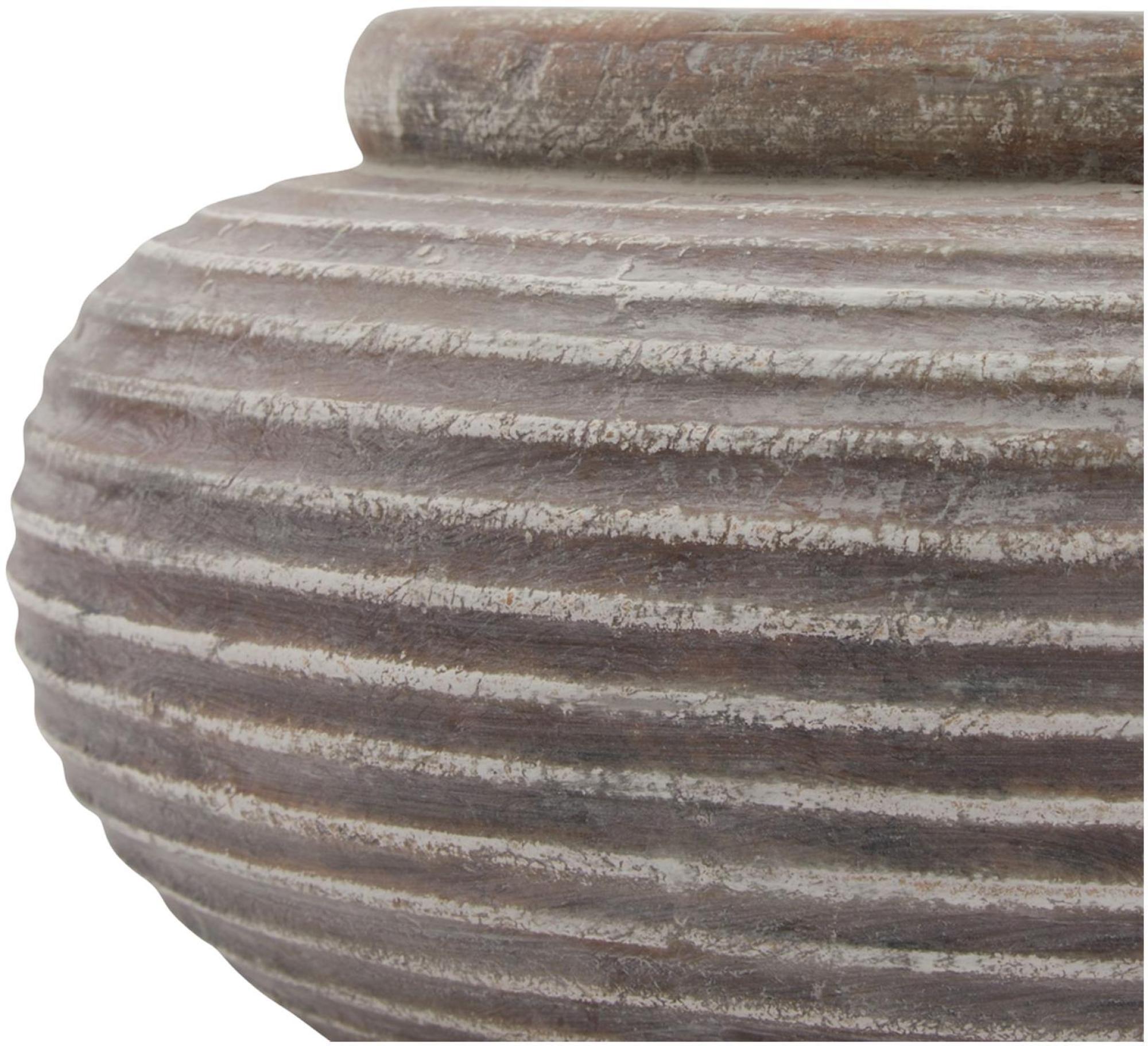 Siena Planter - Round Ribbed - Brown Ceramic