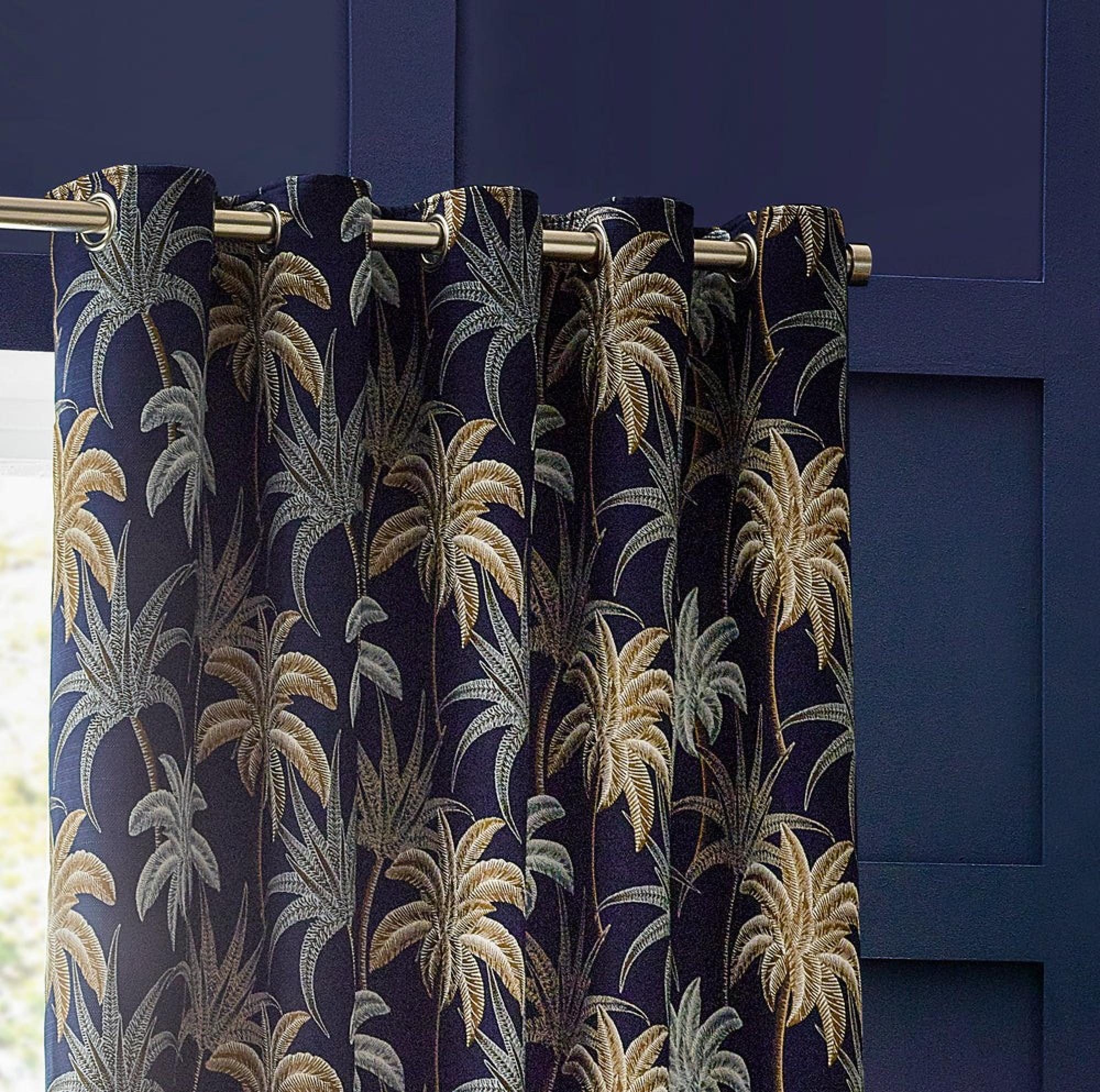 Wylder Galapagos Navy Eyelet Curtains
