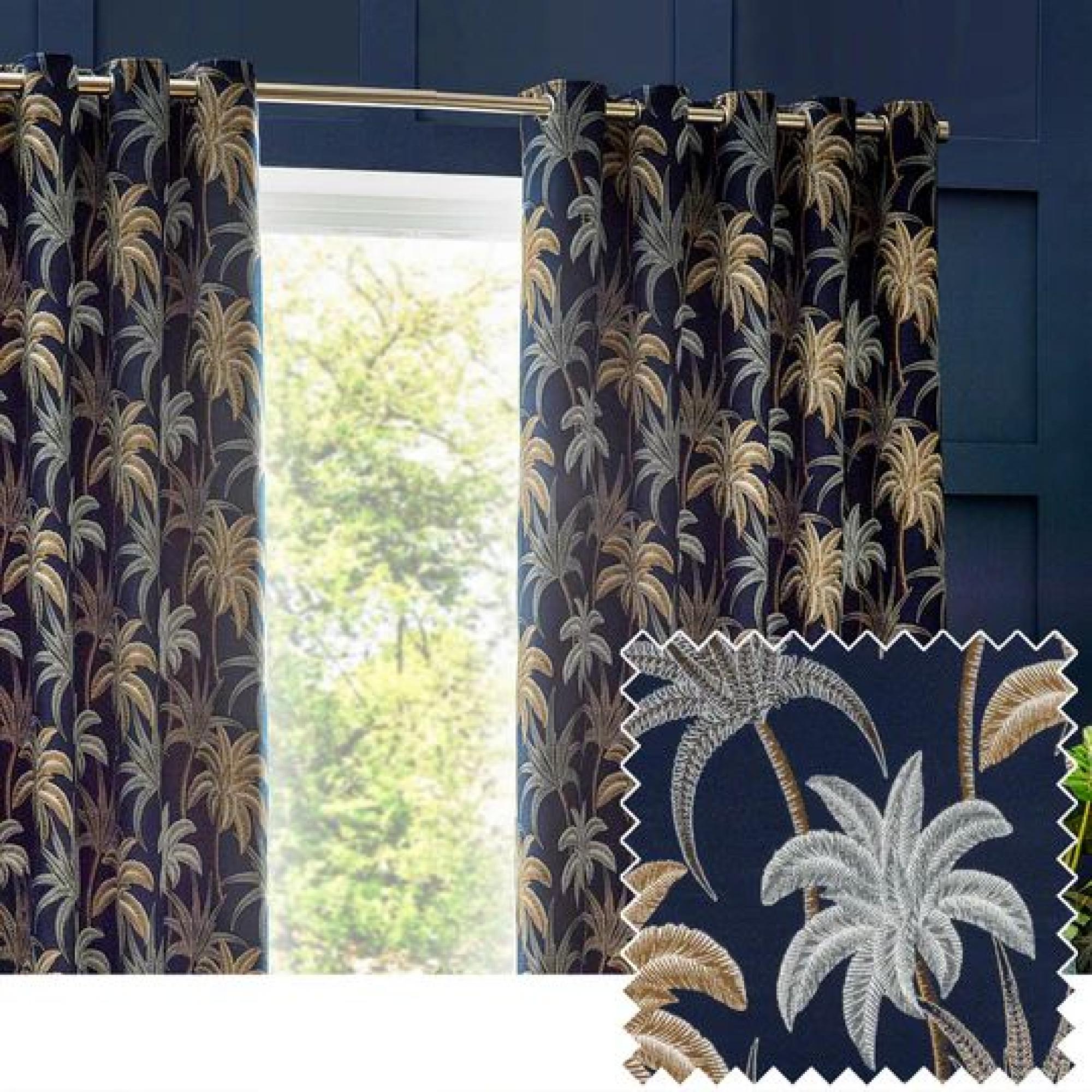 Wylder Galapagos Navy Eyelet Curtains