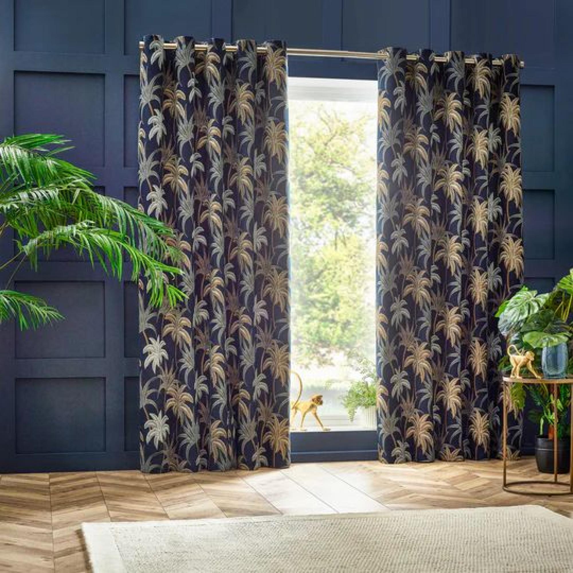 Wylder Galapagos Navy Eyelet Curtains