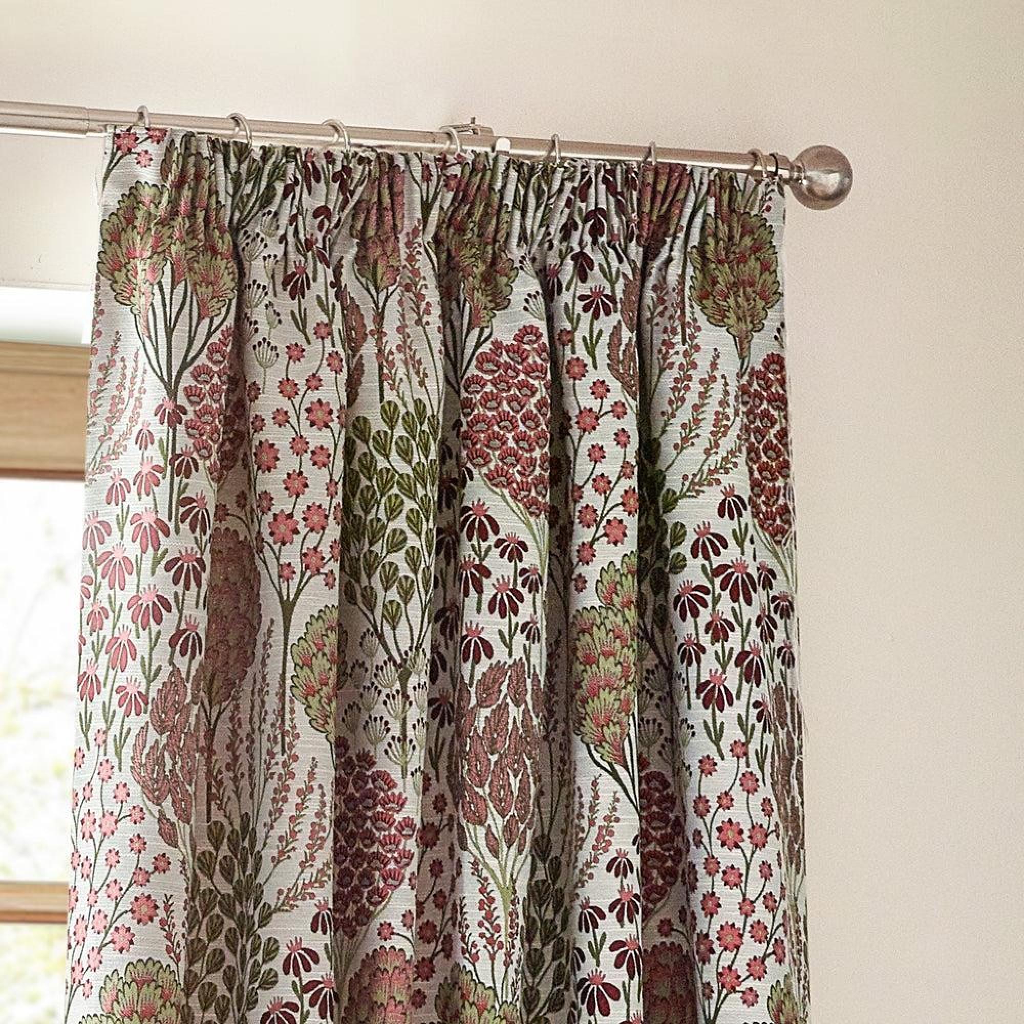 Wylder Ophelia Rednut Floral Jacquard Pencil Pleat Curtains