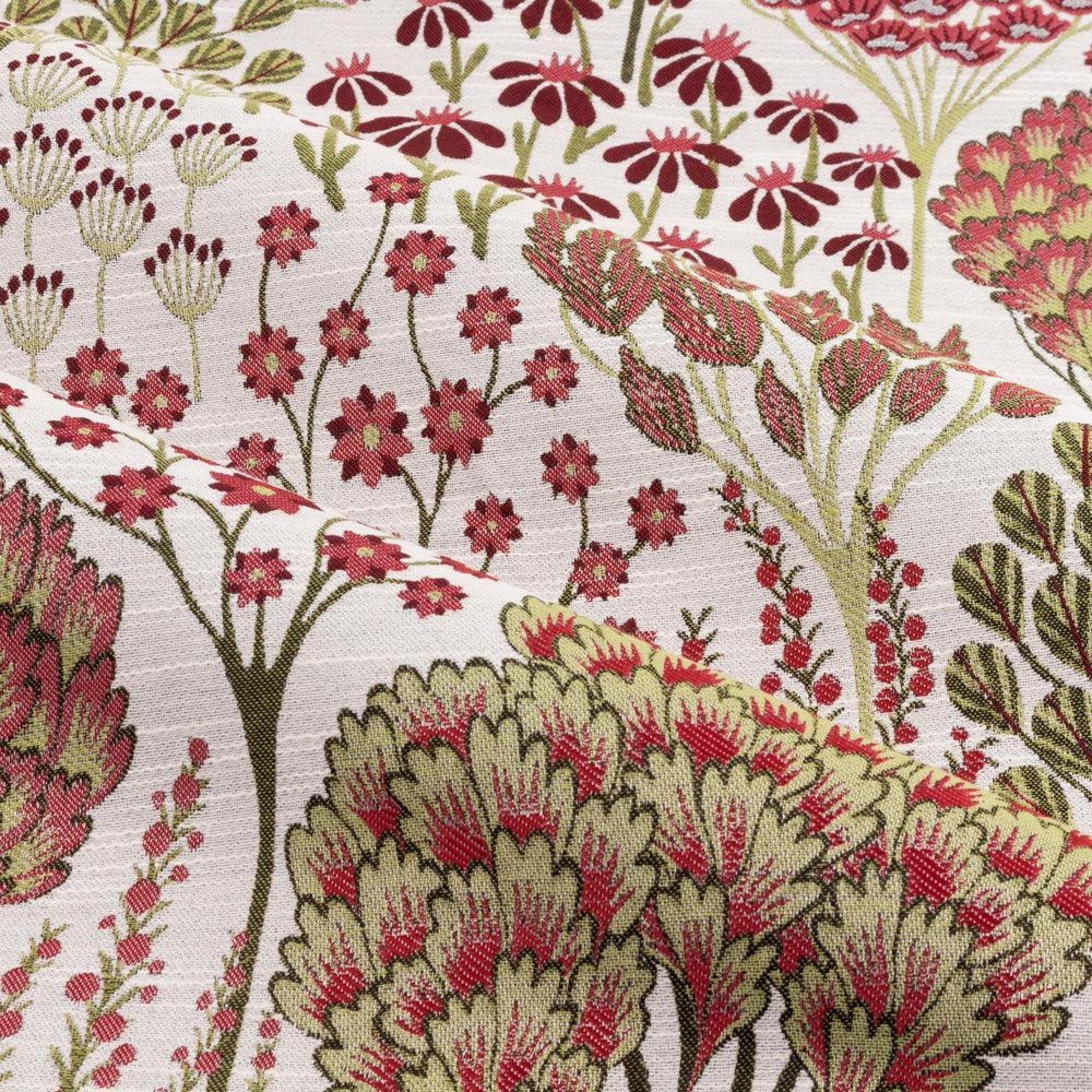 Wylder Ophelia Rednut Floral Jacquard Pencil Pleat Curtains