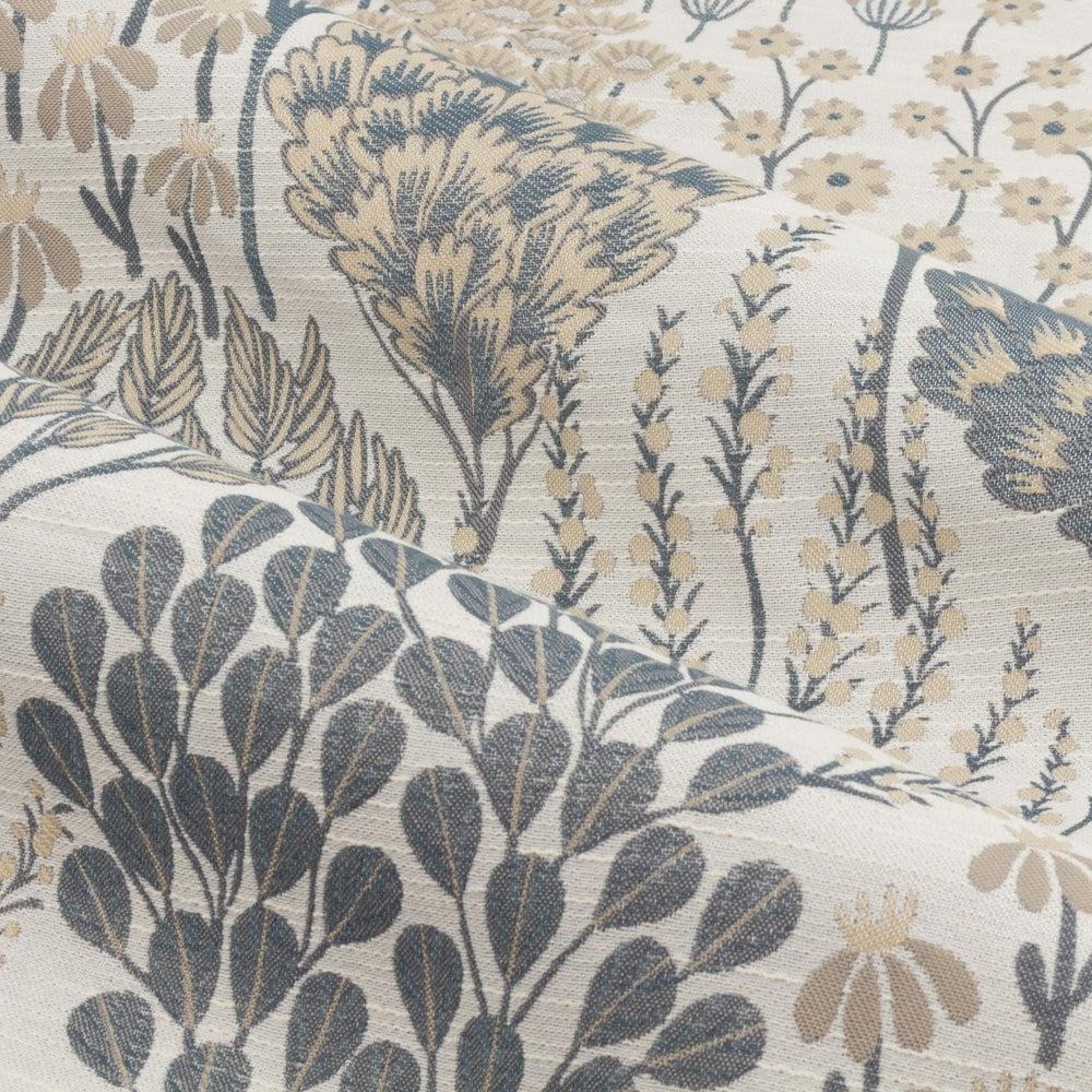 Wylder Ophelia Wedgewood Floral Jacquard Pencil Pleat Curtains