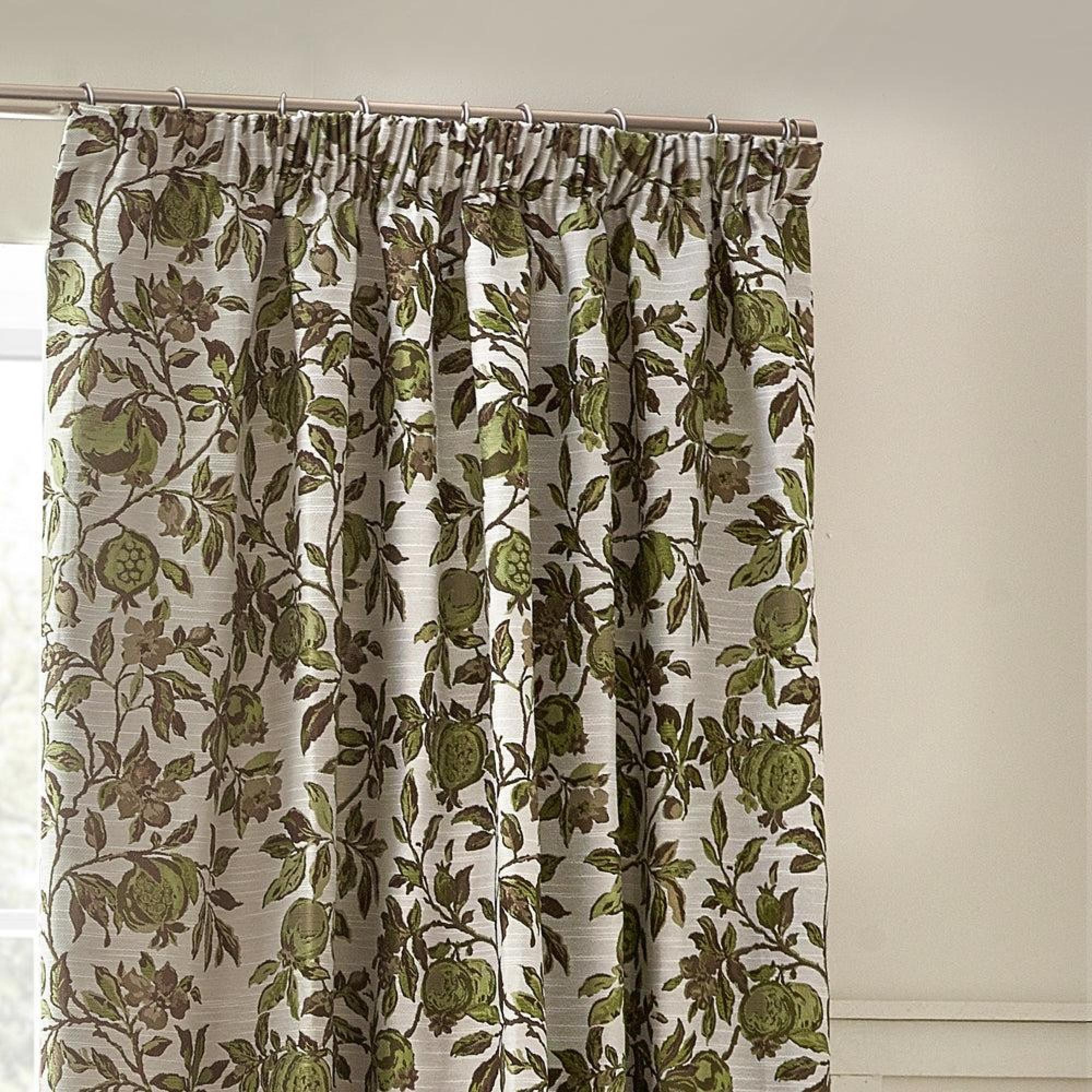 Wylder Pomegranate Green Pencil Pleat Curtains