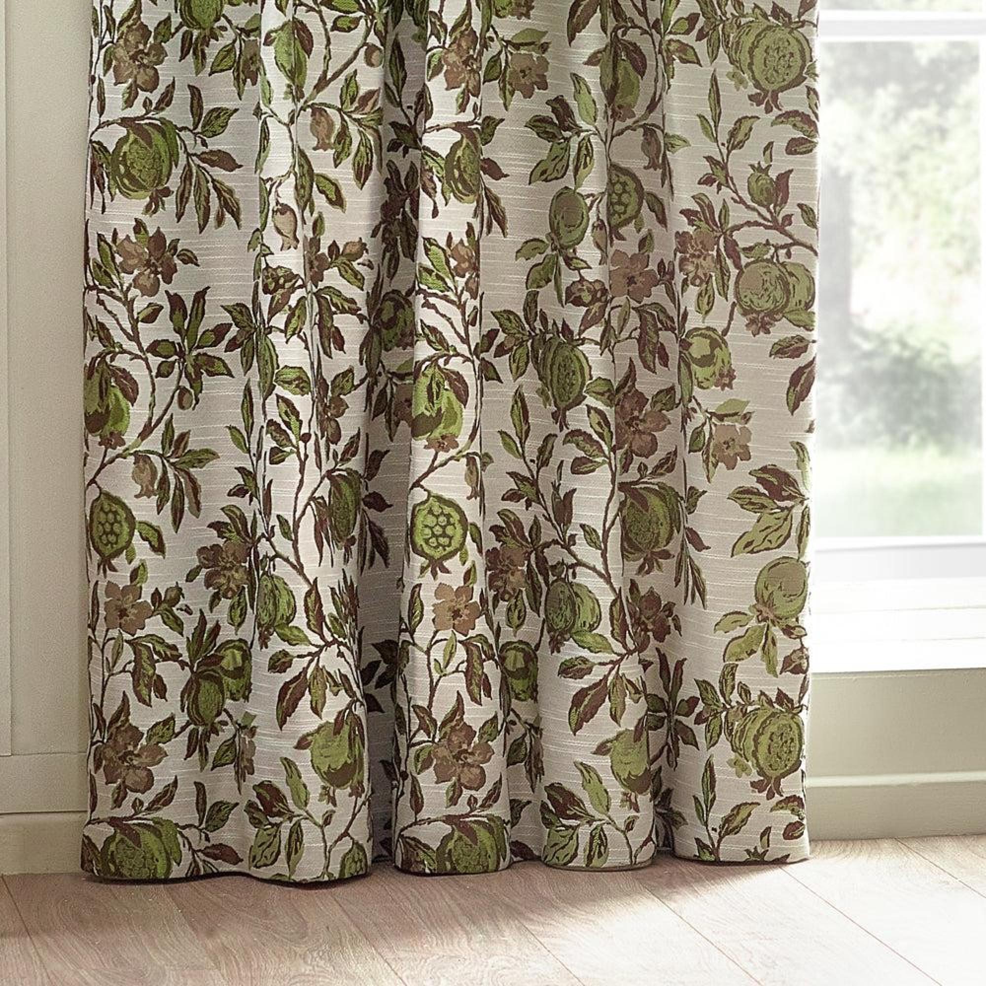 Wylder Pomegranate Green Pencil Pleat Curtains