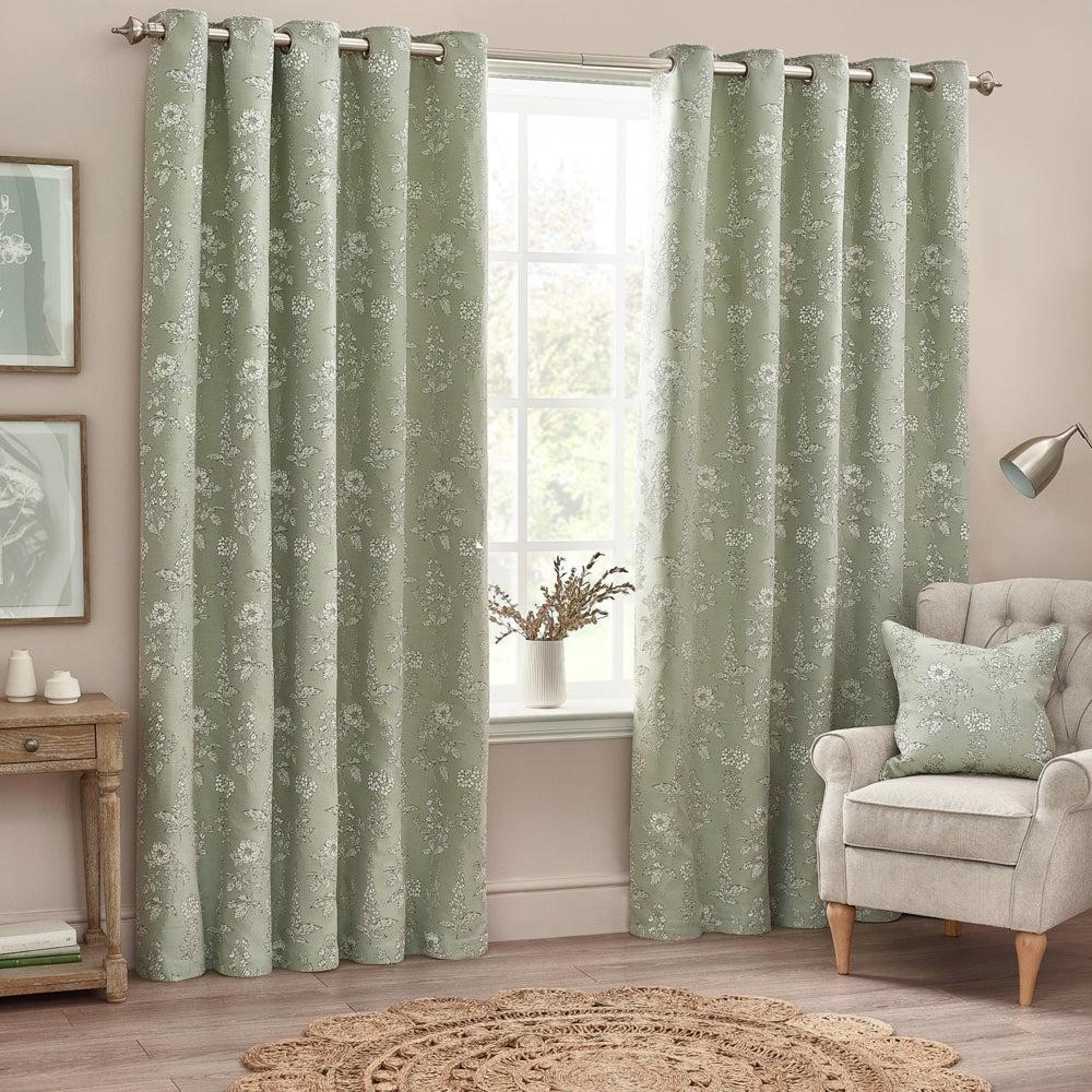 Wylder Sophia Sage Room Darkening Eyelet Curtains