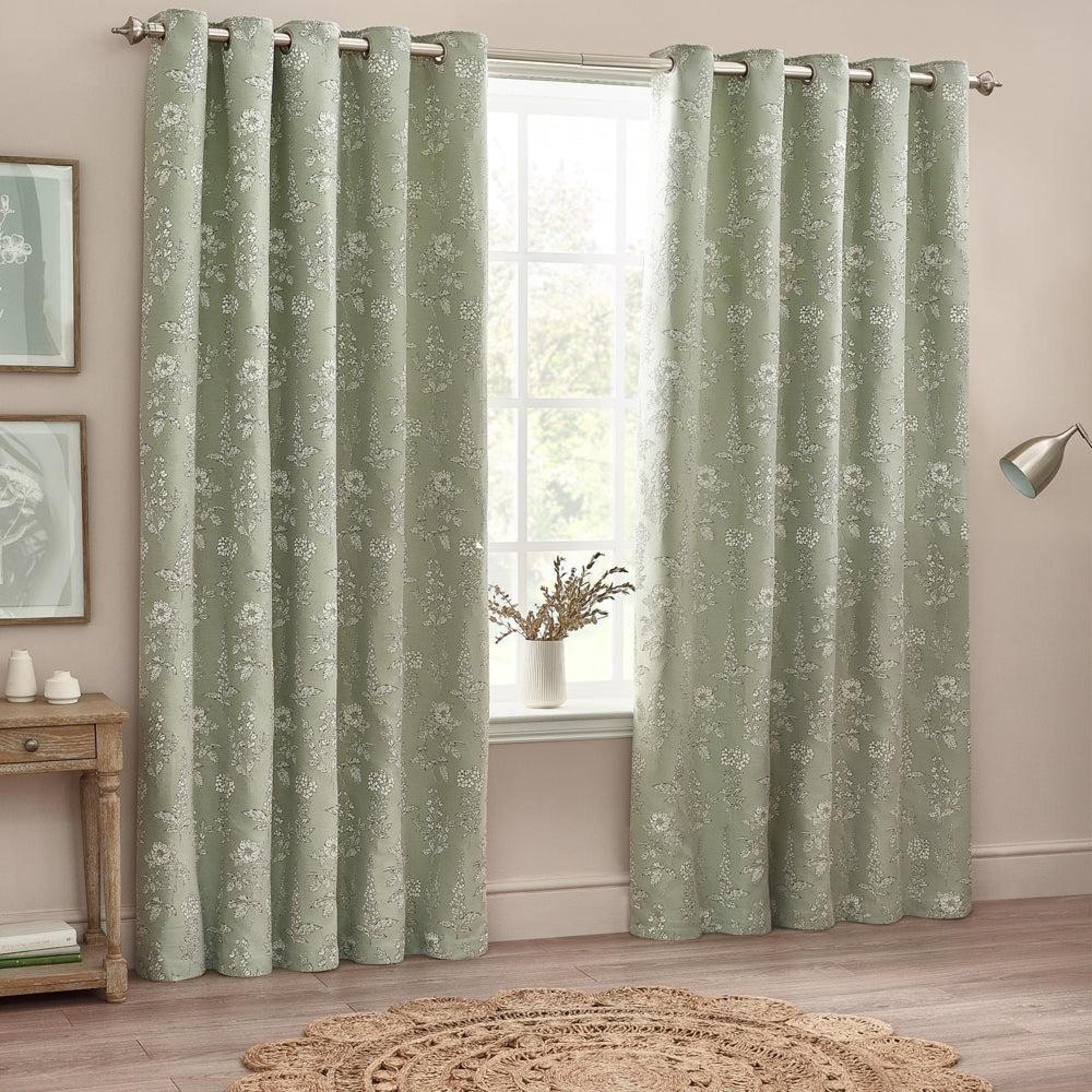 Wylder Sophia Sage Room Darkening Eyelet Curtains