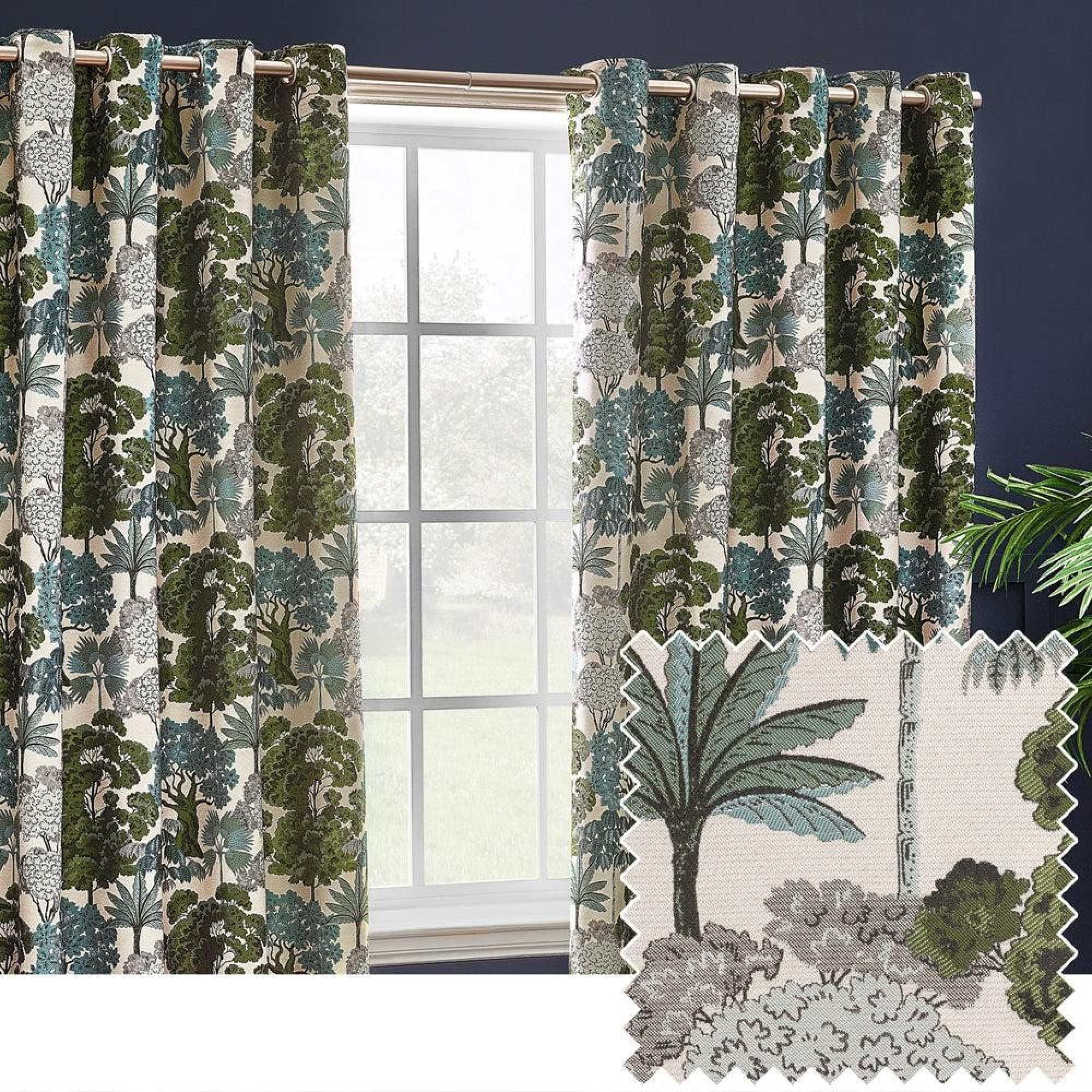 Wylder Woodlands Green Room Darkening Eyelet Curtains