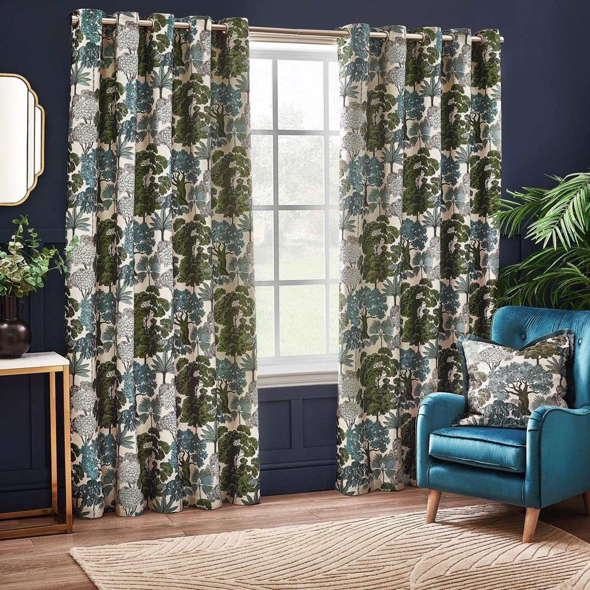 Wylder Woodlands Green Room Darkening Eyelet Curtains