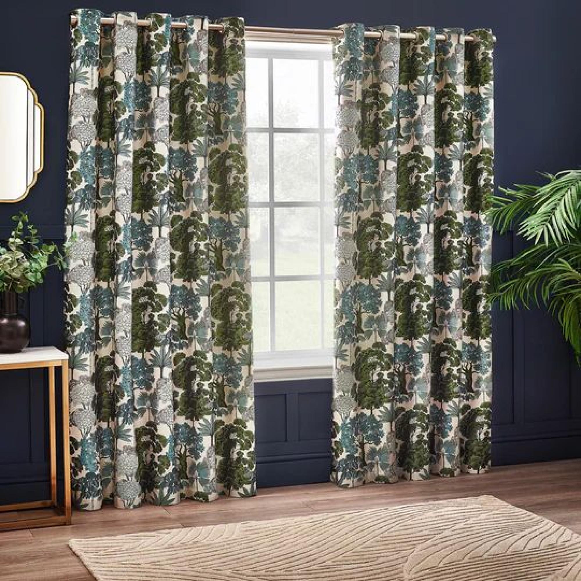 Wylder Woodlands Green Room Darkening Eyelet Curtains