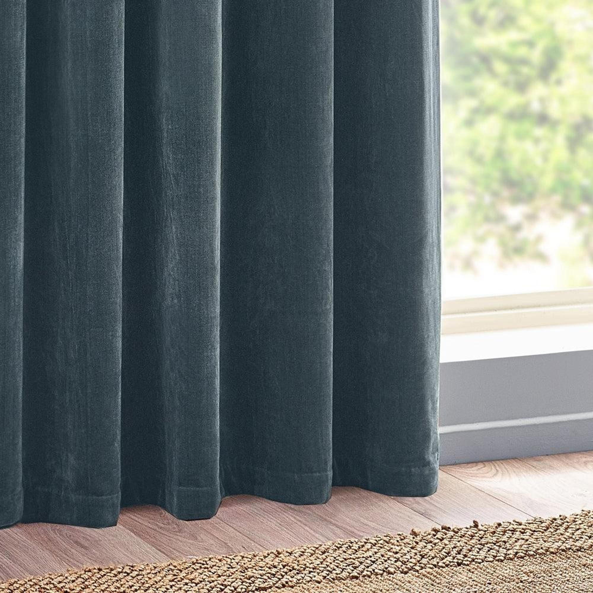Yard Heavy Marine Chenille Room Darkening Eyelet Curtains