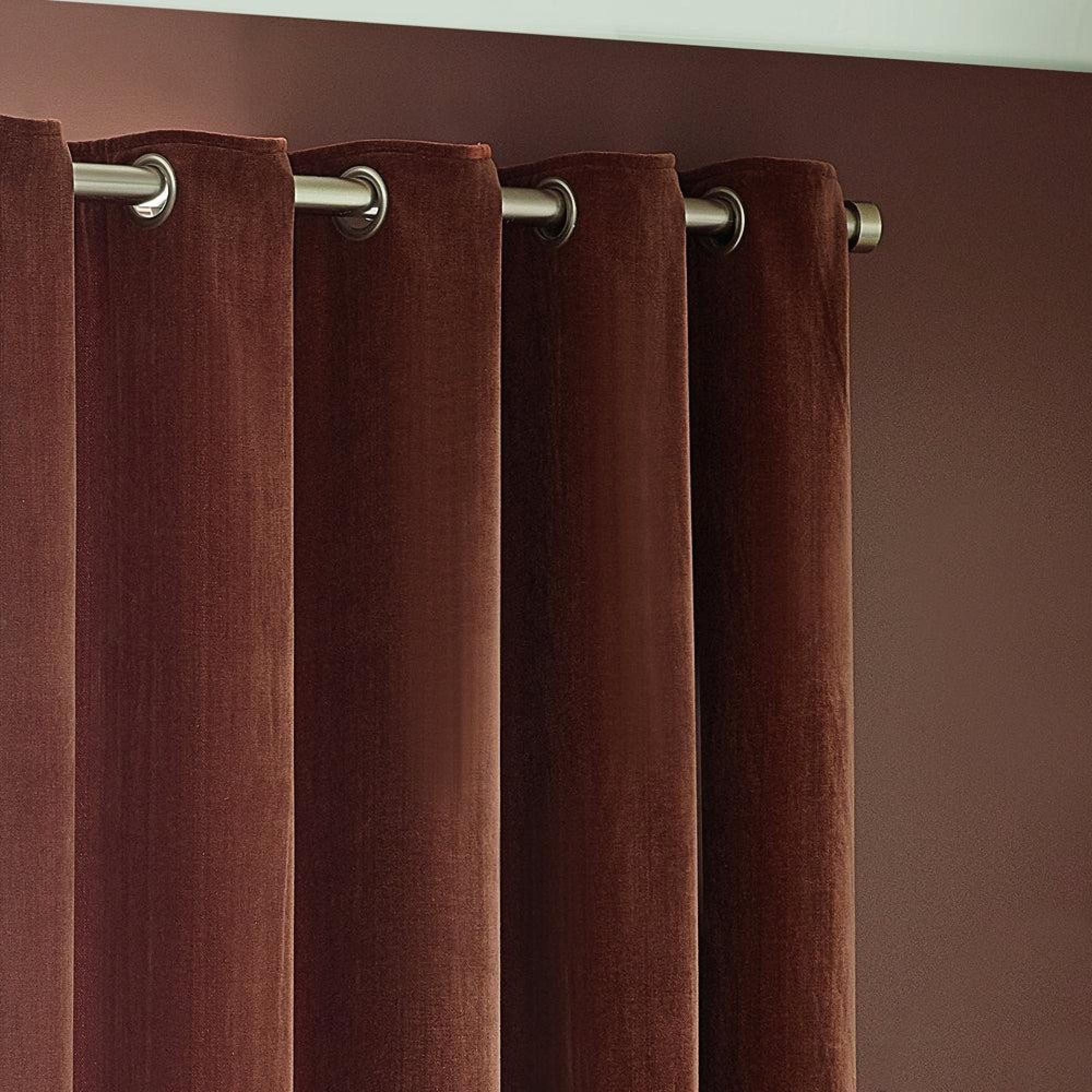 Yard Heavy Nutmeg Chenille Room Darkening Eyelet Curtains