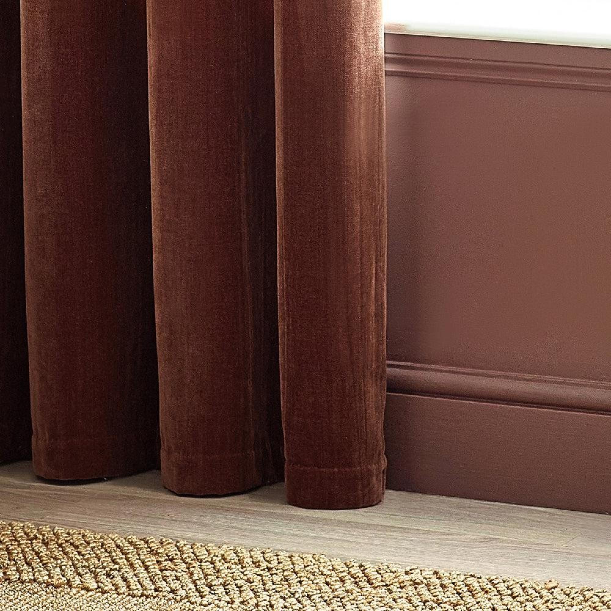 Yard Heavy Nutmeg Chenille Room Darkening Eyelet Curtains