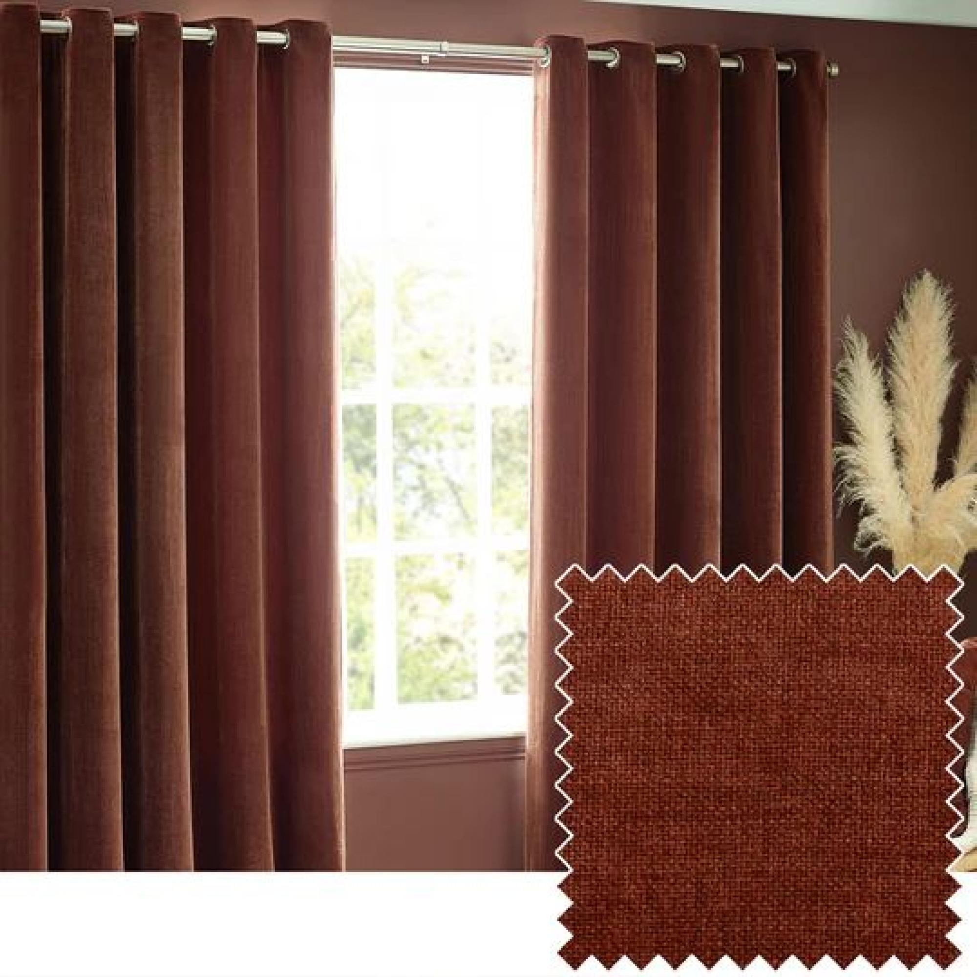 Yard Heavy Nutmeg Chenille Room Darkening Eyelet Curtains