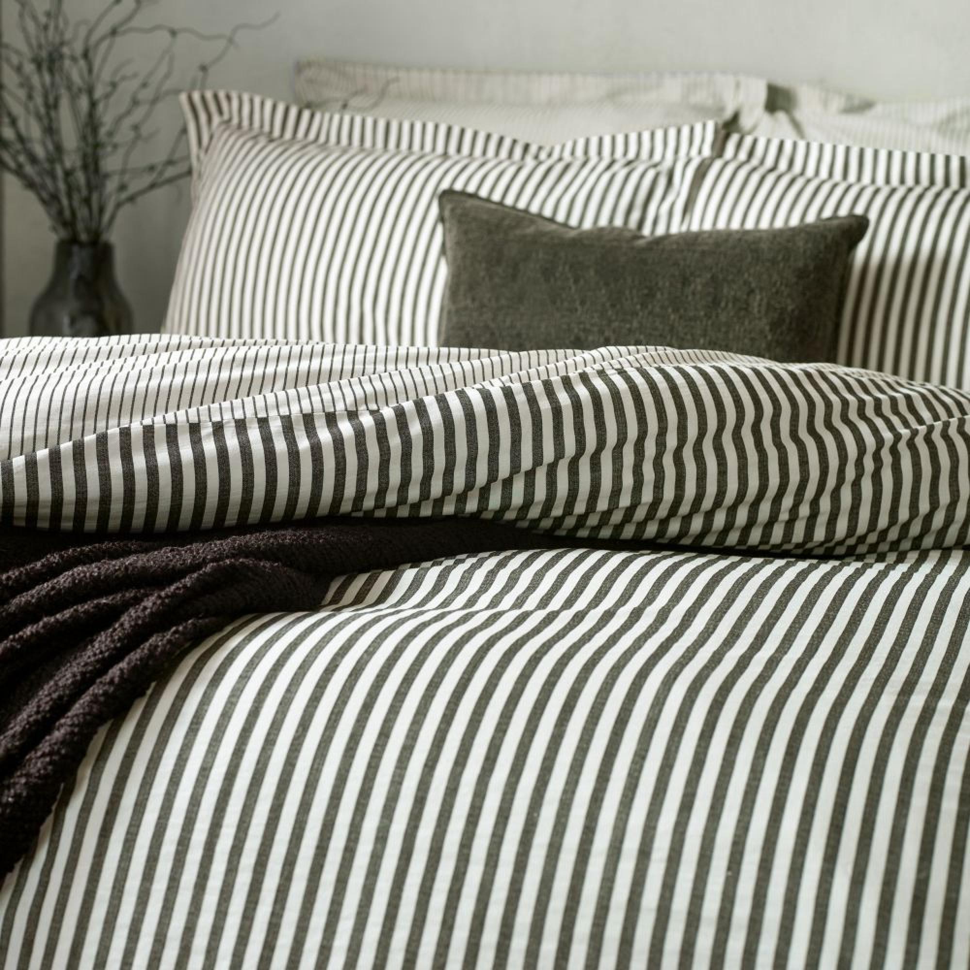 Yard Hebden Melange Black Stripe Duvet Cover Set