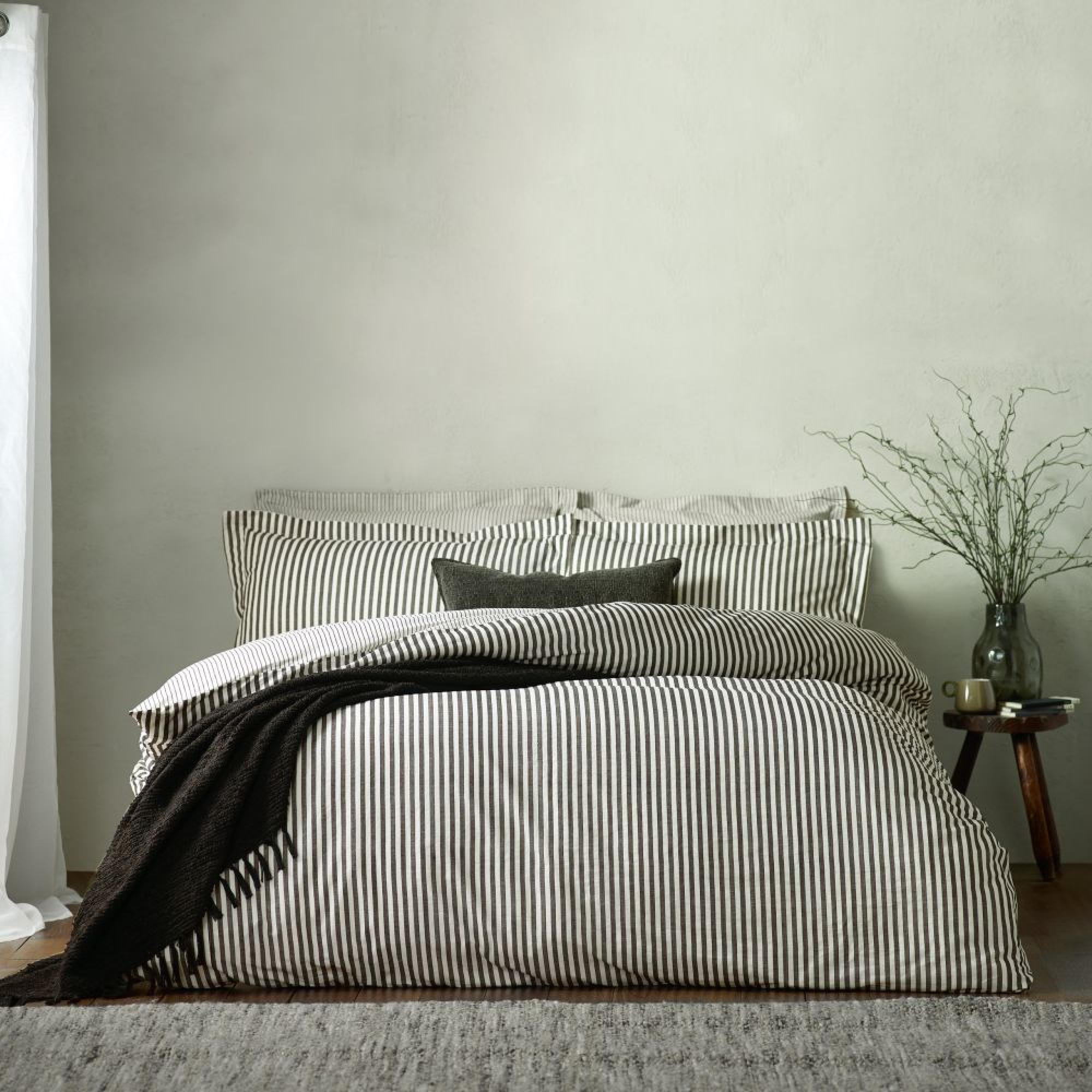 Yard Hebden Melange Black Stripe Duvet Cover Set