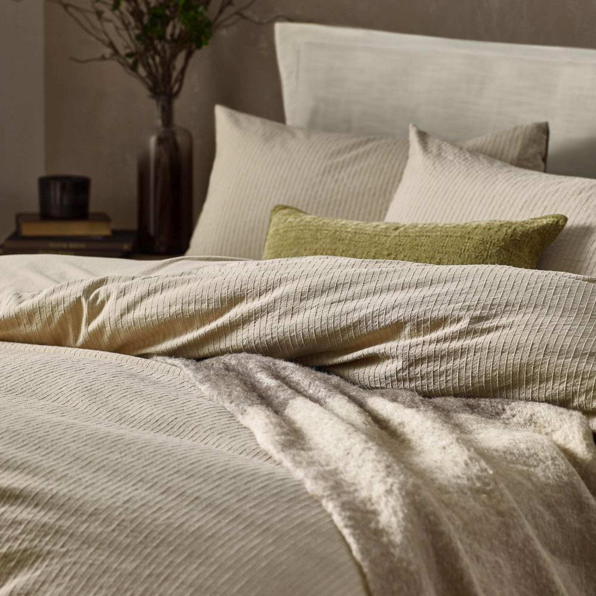 Yard Malton Beige Linen Stripe Duvet Cover Set