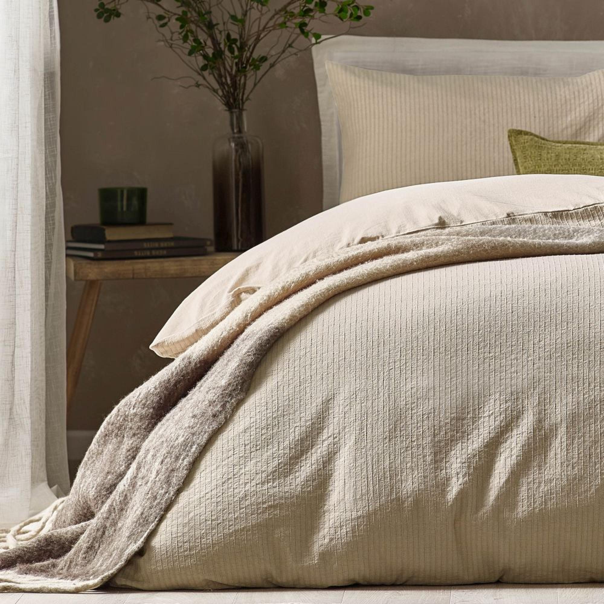 Yard Malton Beige Linen Stripe Duvet Cover Set