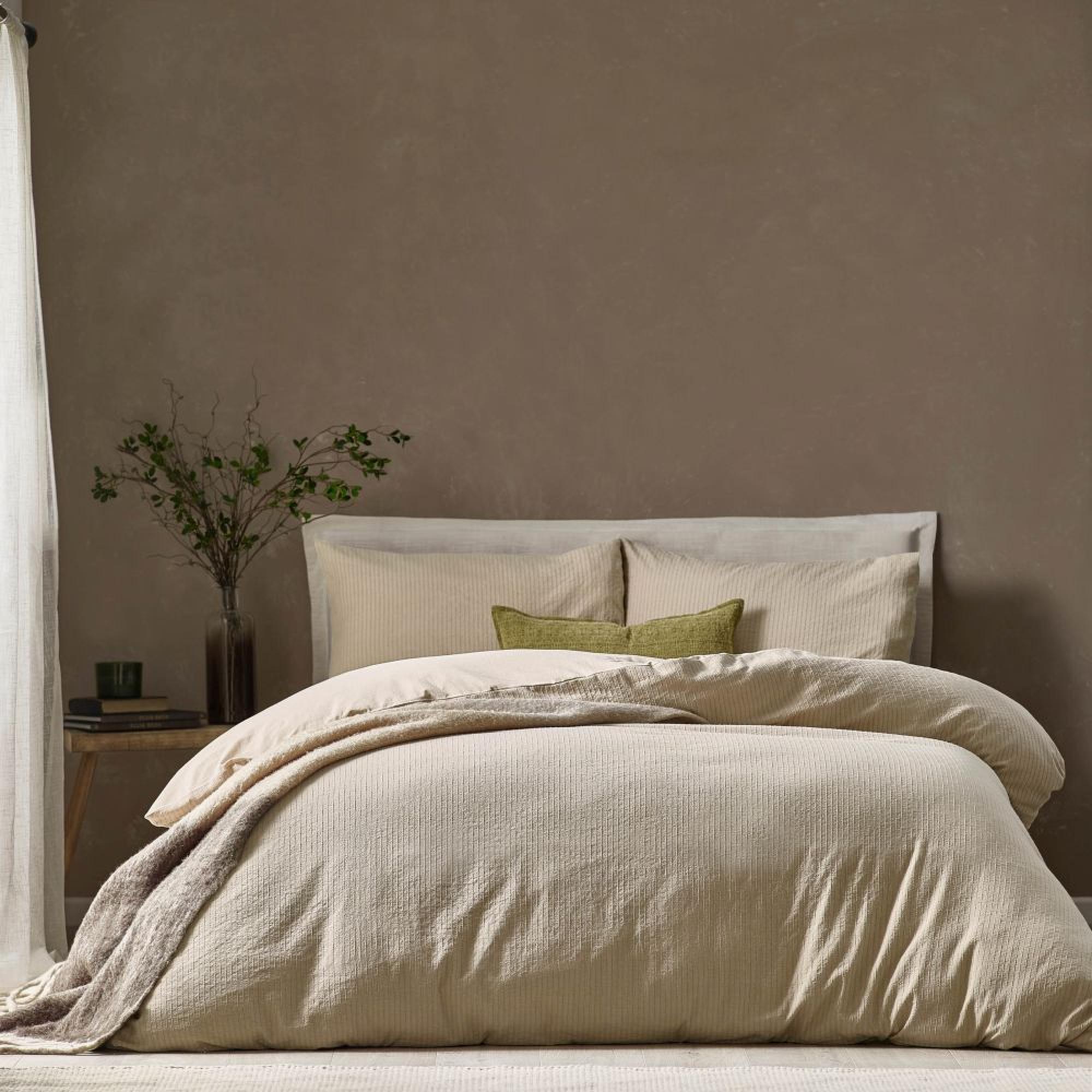 Yard Malton Beige Linen Stripe Duvet Cover Set