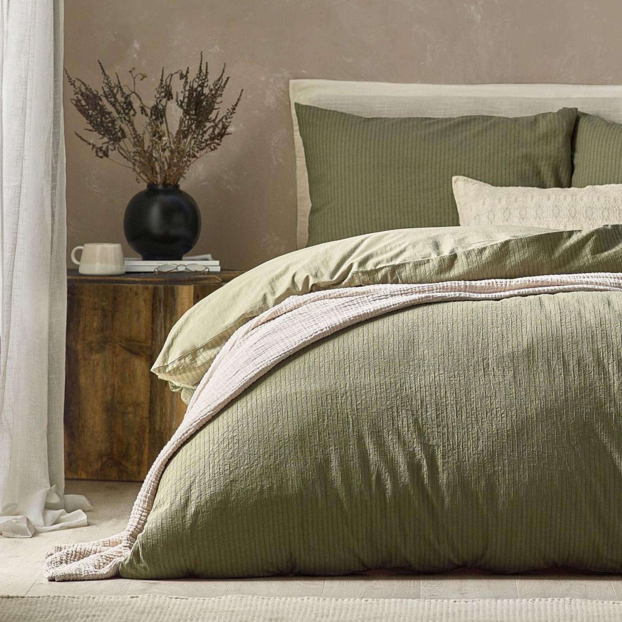 Yard Malton Forest Green Stripe Duvet Cover Set