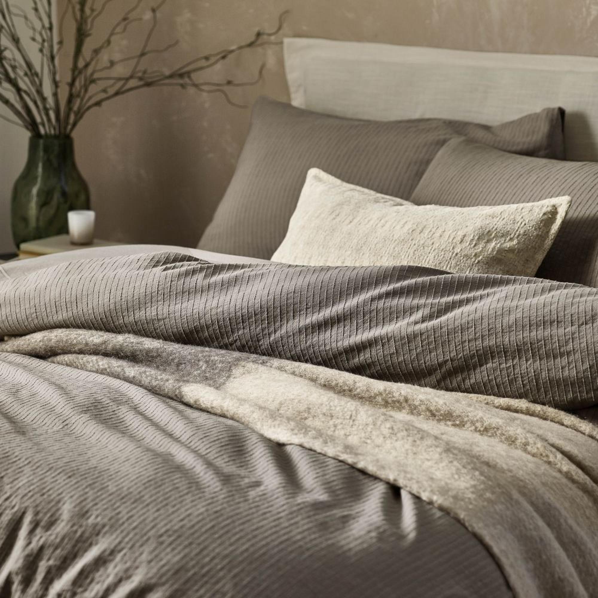 Yard Malton Mole Grey Stripe Duvet Cover Set