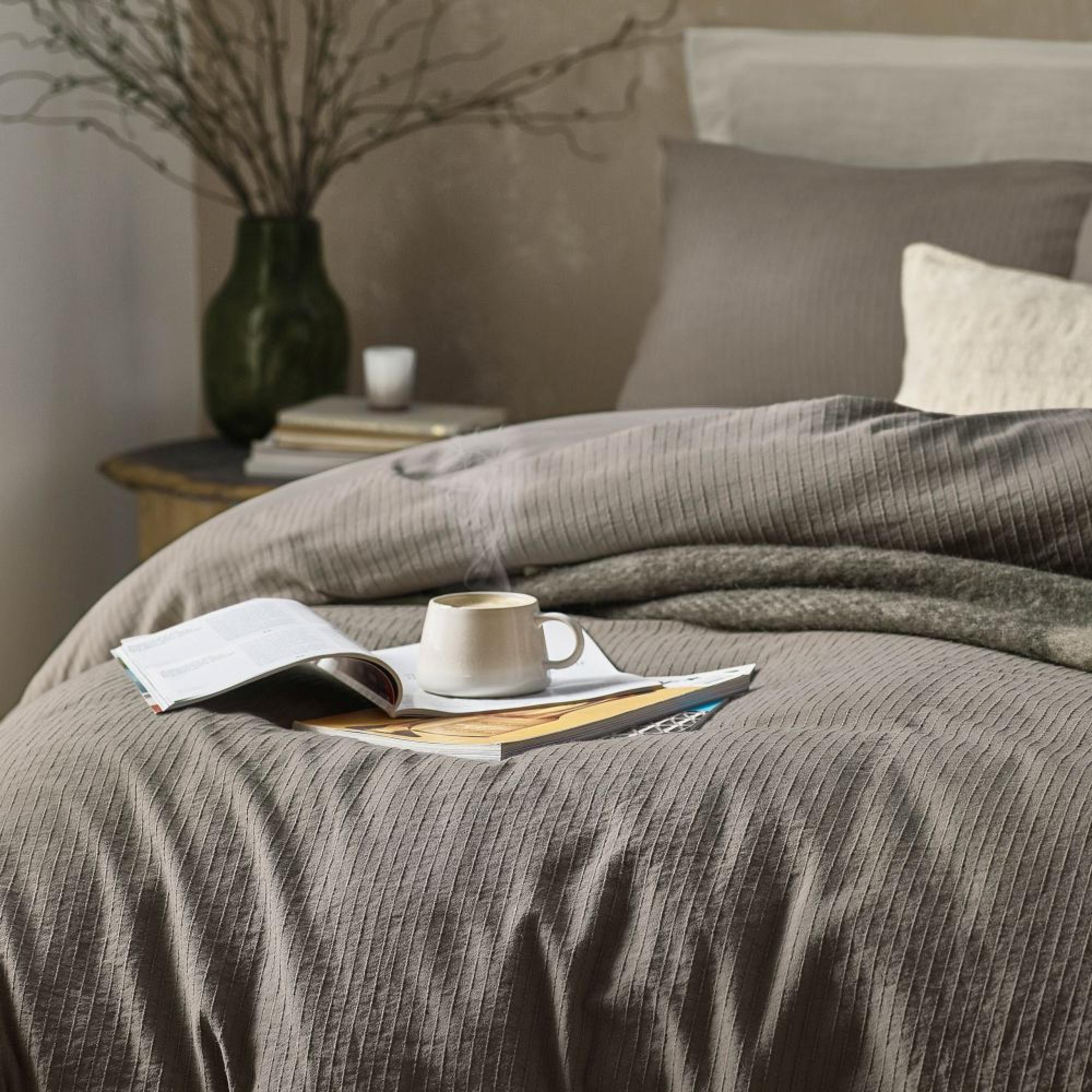 Yard Malton Mole Grey Stripe Duvet Cover Set