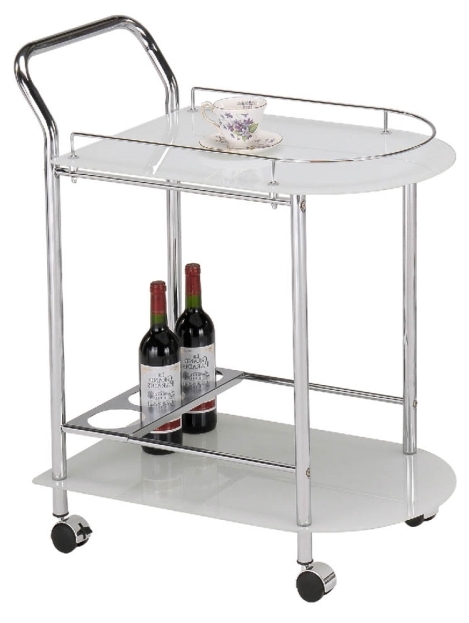 Bavaro Drinks Trolley - White Glass and Chrome
