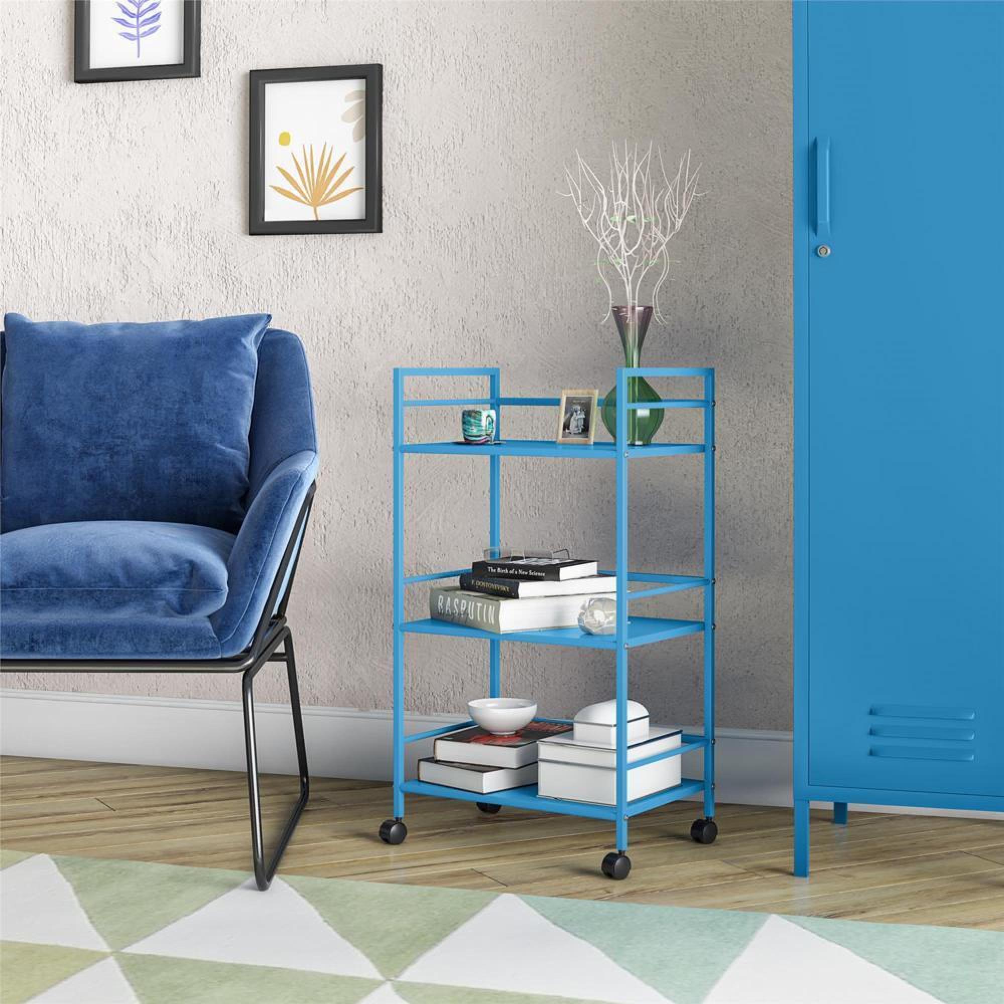 Novogratz Cache Rolling Cart - Blue - 7741810COMNUK