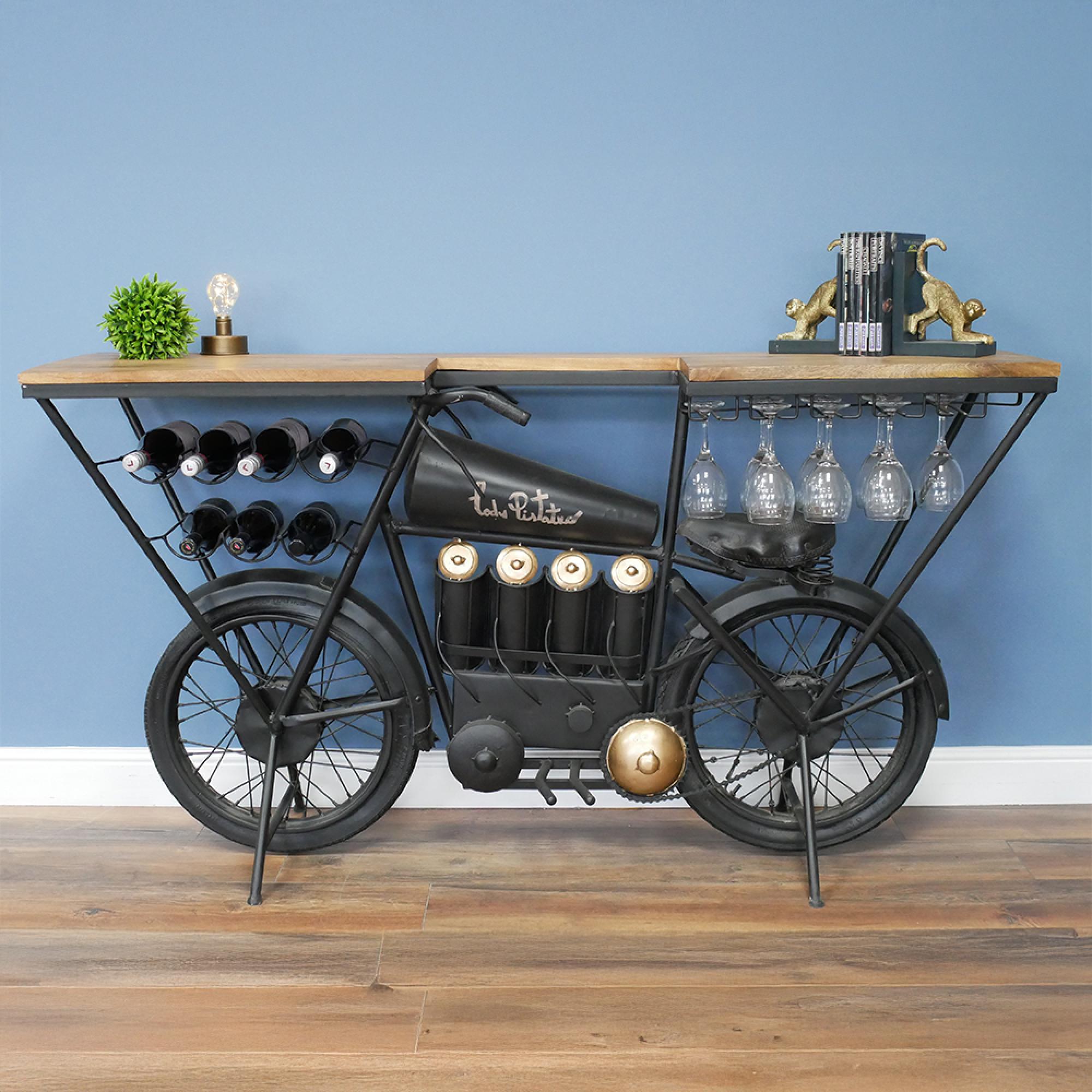 Bar Unit - Mango Wood and Metal - Bike Style