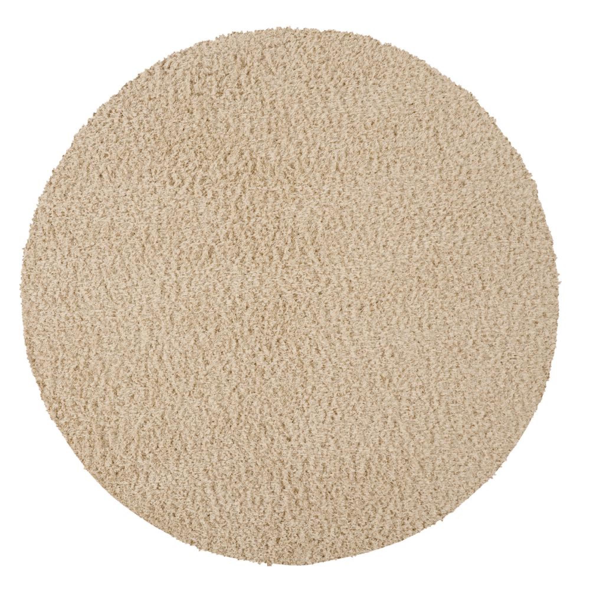 Moda Round Rug - Shaggy Solid Color Plush Pile - Beige - Sizes Available