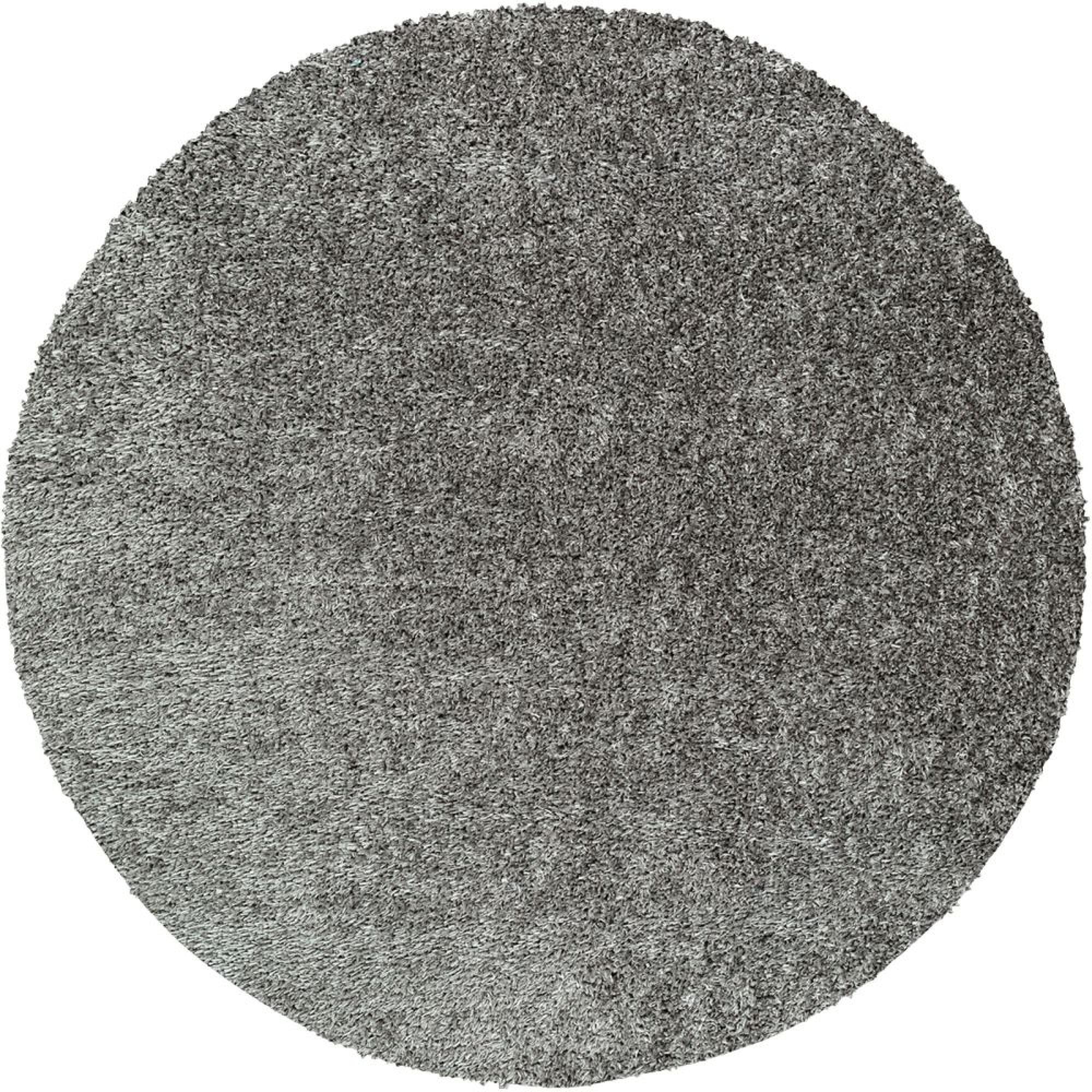 Moda Round Rug - Shaggy Solid Color Plush Pile - Dark Grey - Sizes Available